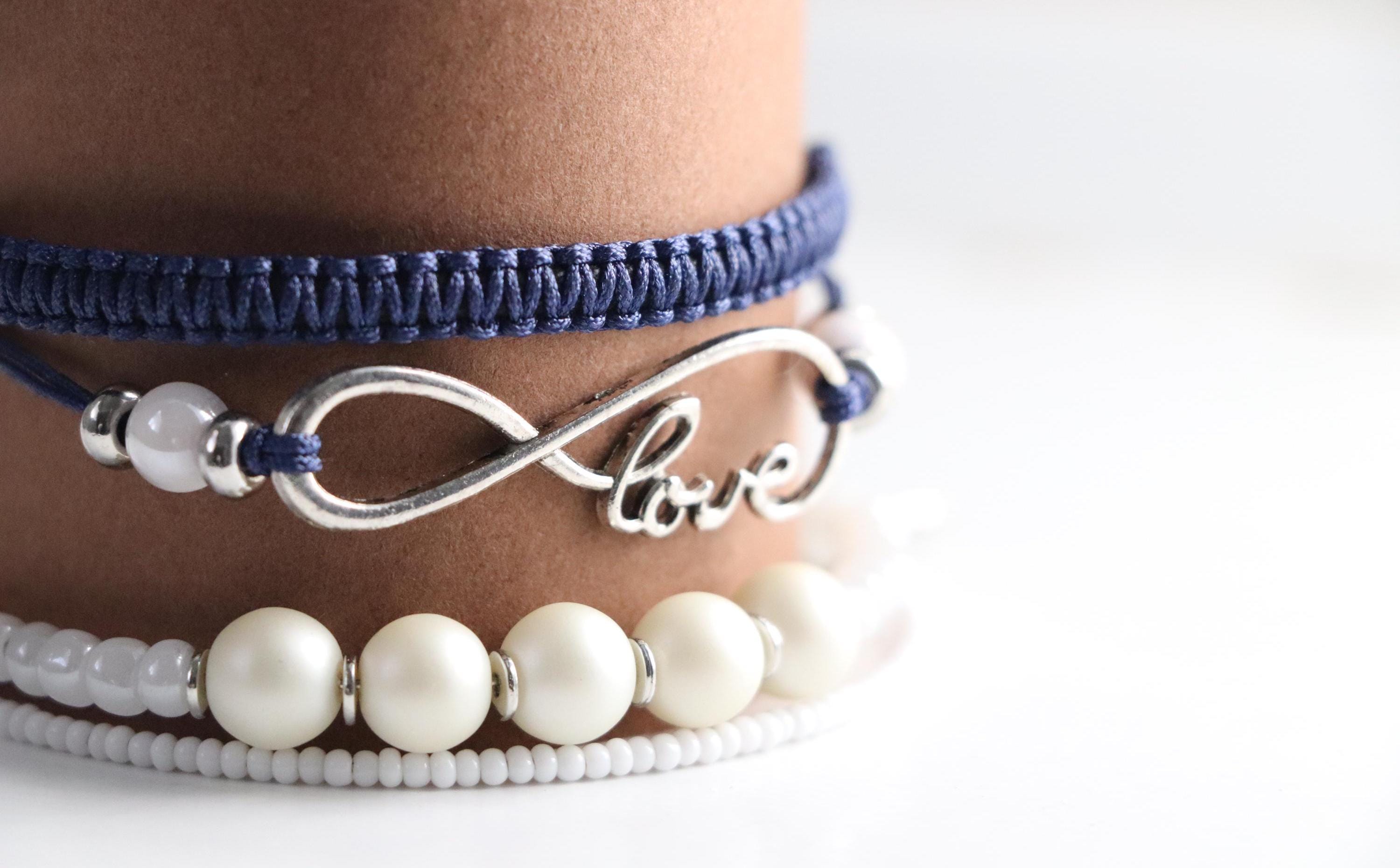 Blue & White Love Triple Unisex Bracelet 011