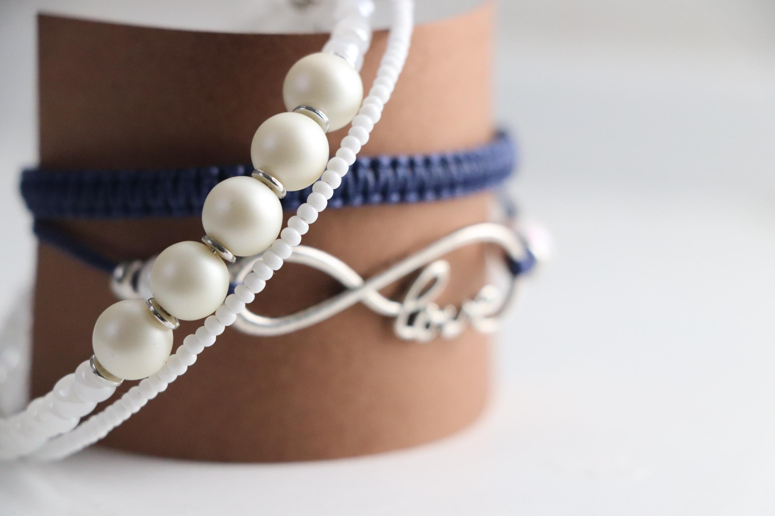 Blue & White Love Triple Unisex Bracelet 011
