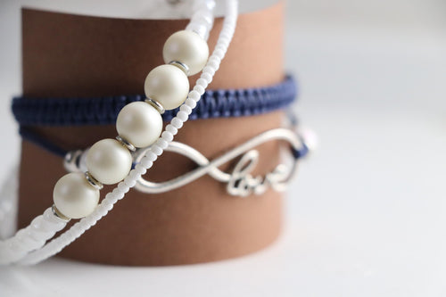 Blue & White Love Triple Unisex Bracelet 011