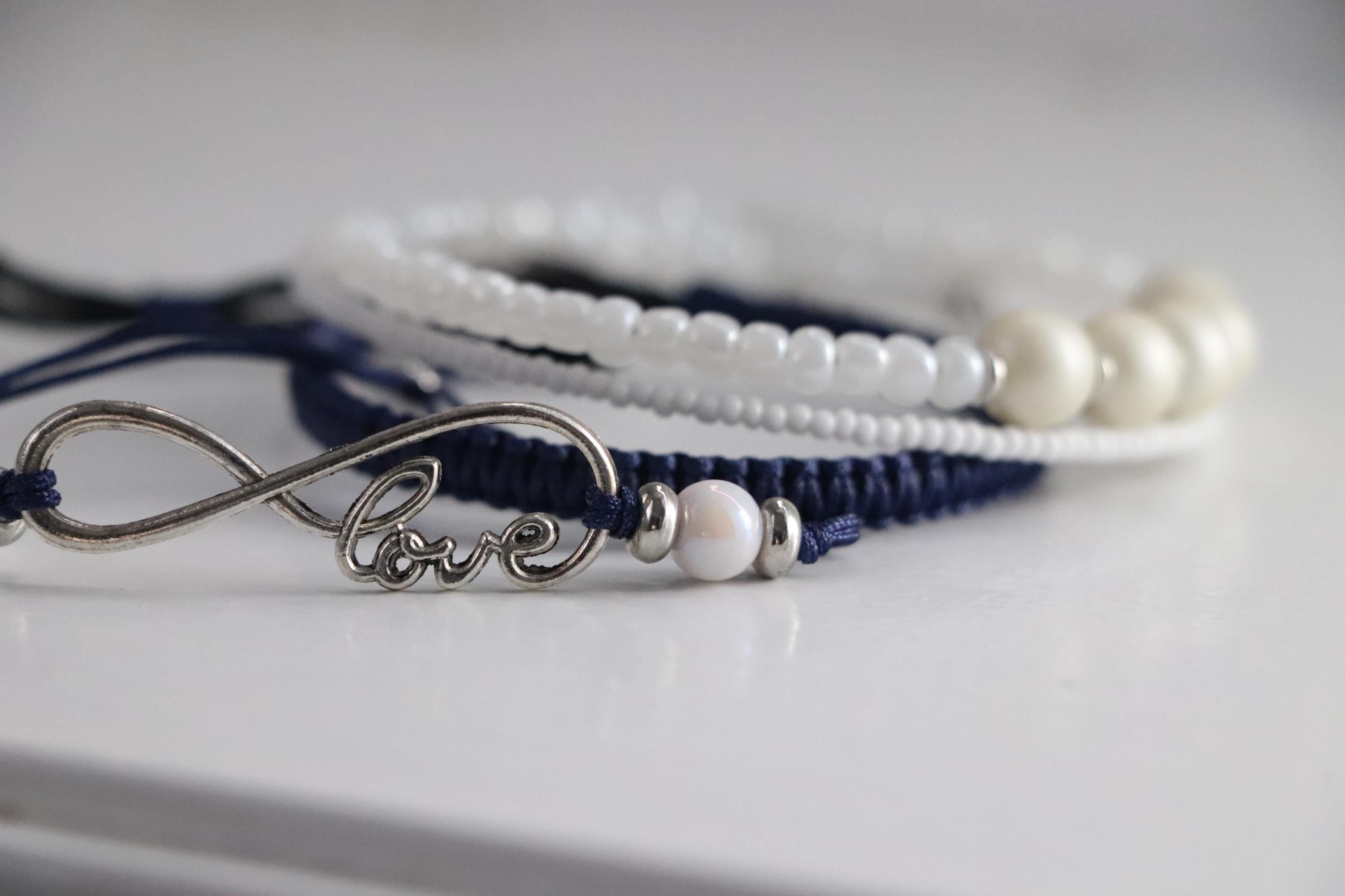 Blue & White Love Triple Unisex Bracelet 011