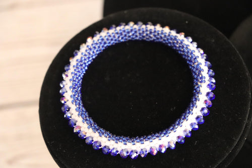 Blue and White Beaded Bracelet for Women