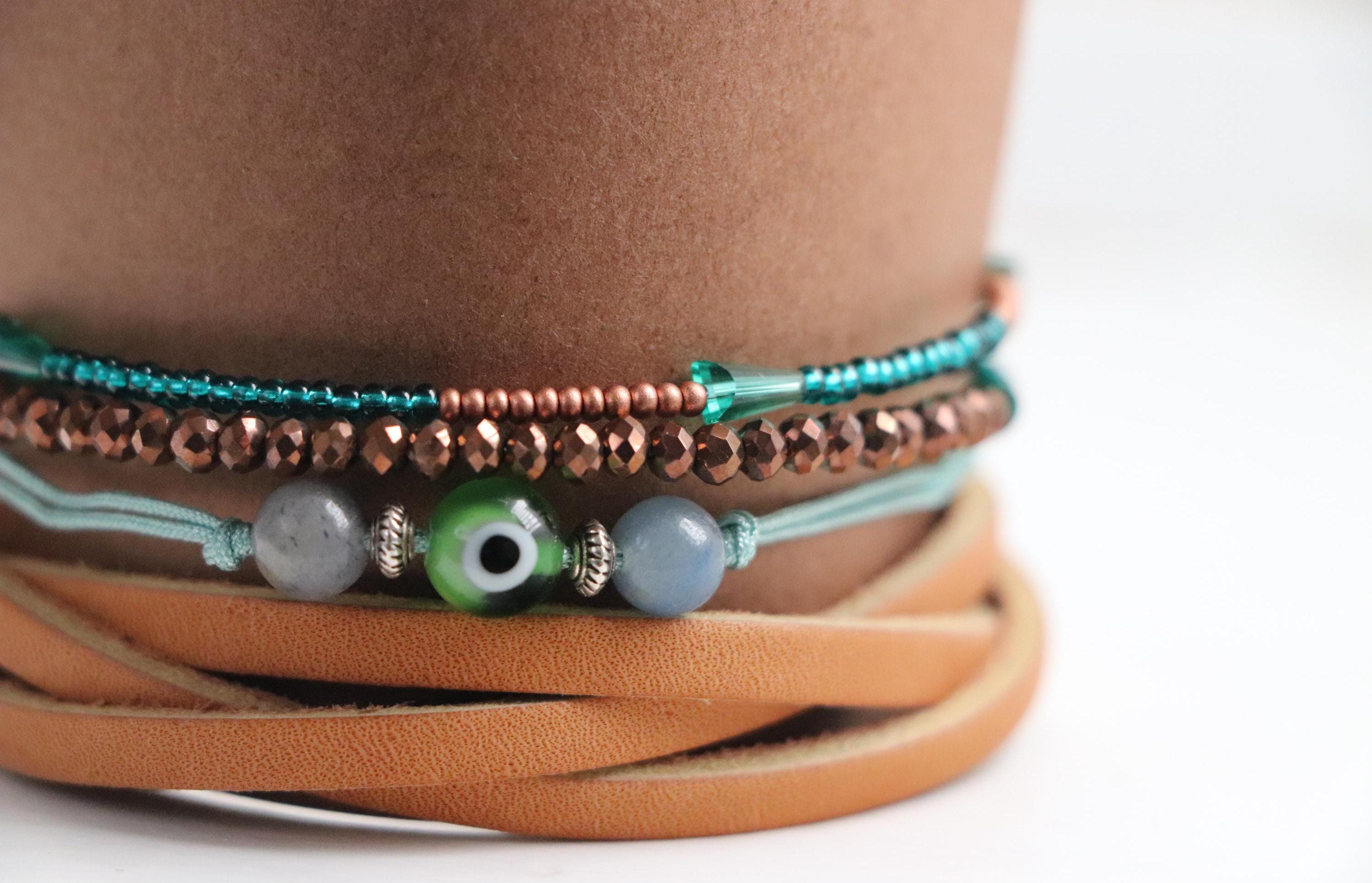 Brown & Green Triple Unisex Bracelet Set  003