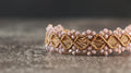 Brown Macrame Bracelet for Women with Light Brown Crystal Beads