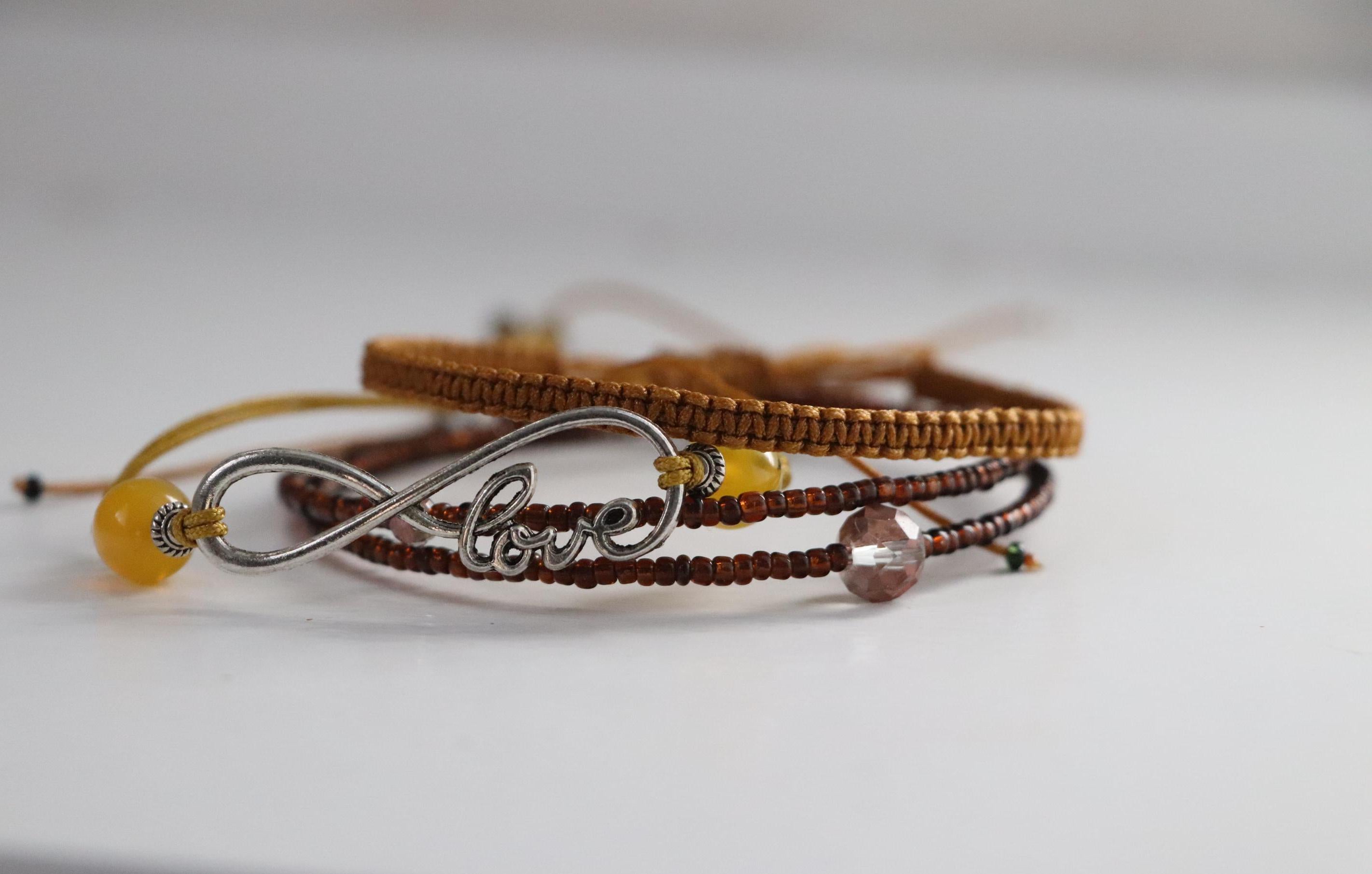 Brown & Yellow Love Triple Unisex Bracelet 014