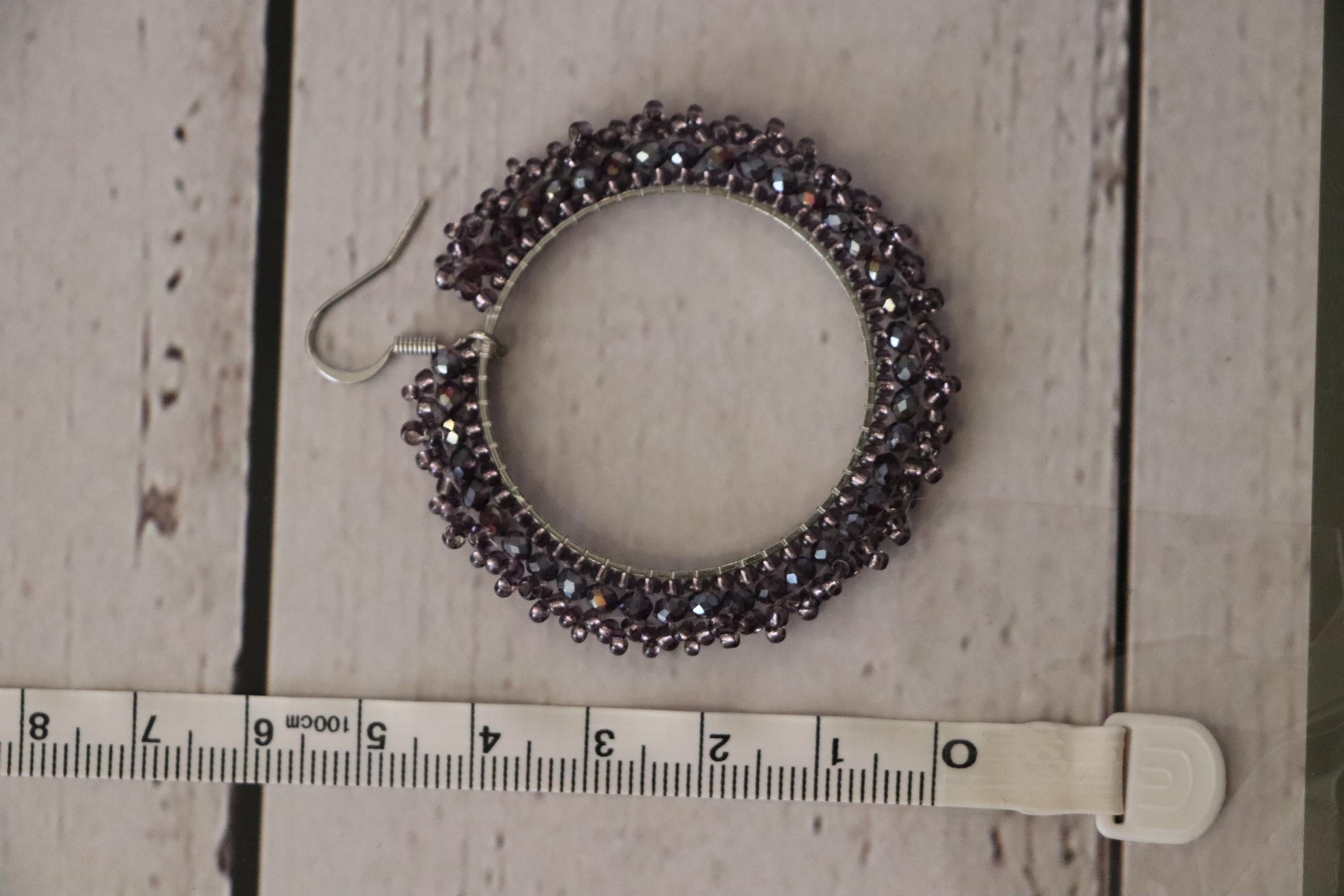 Crochet Necklace Bracelet and Beaded Earrings,