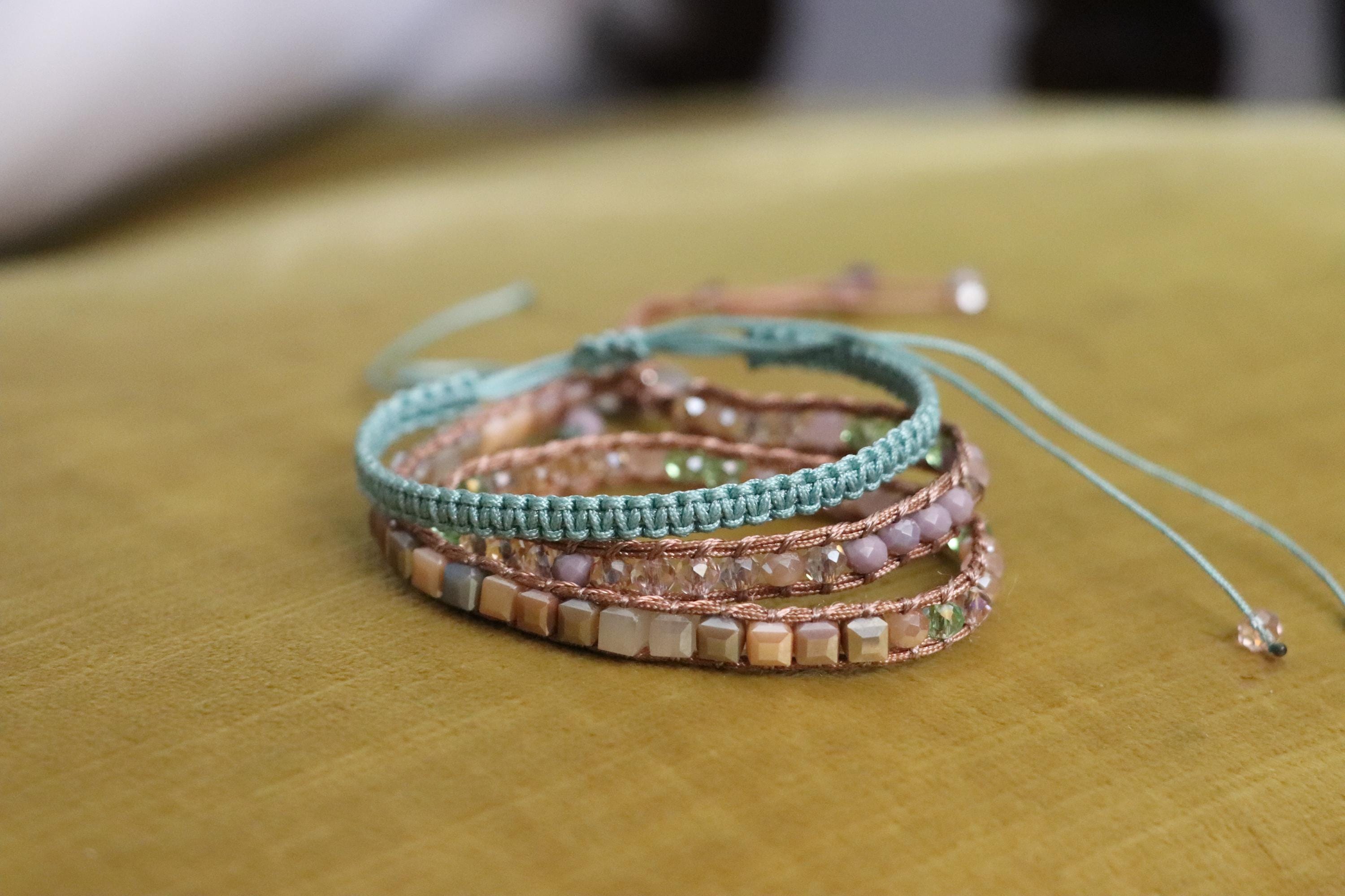 Crystal Wrap & Macrame Bracelet Set