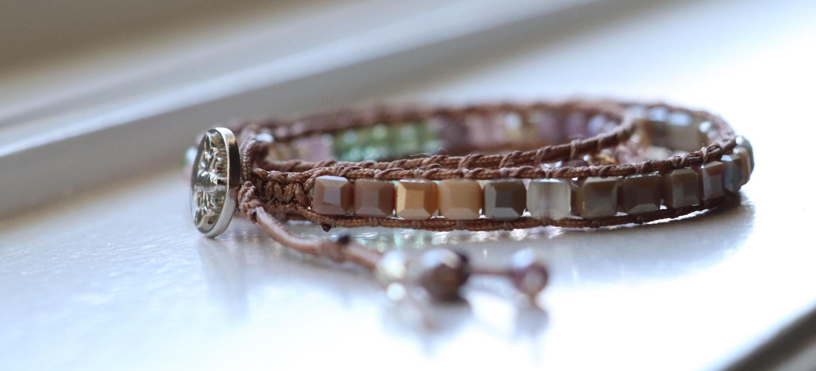 Crystal Wrap & Macrame Bracelet Set