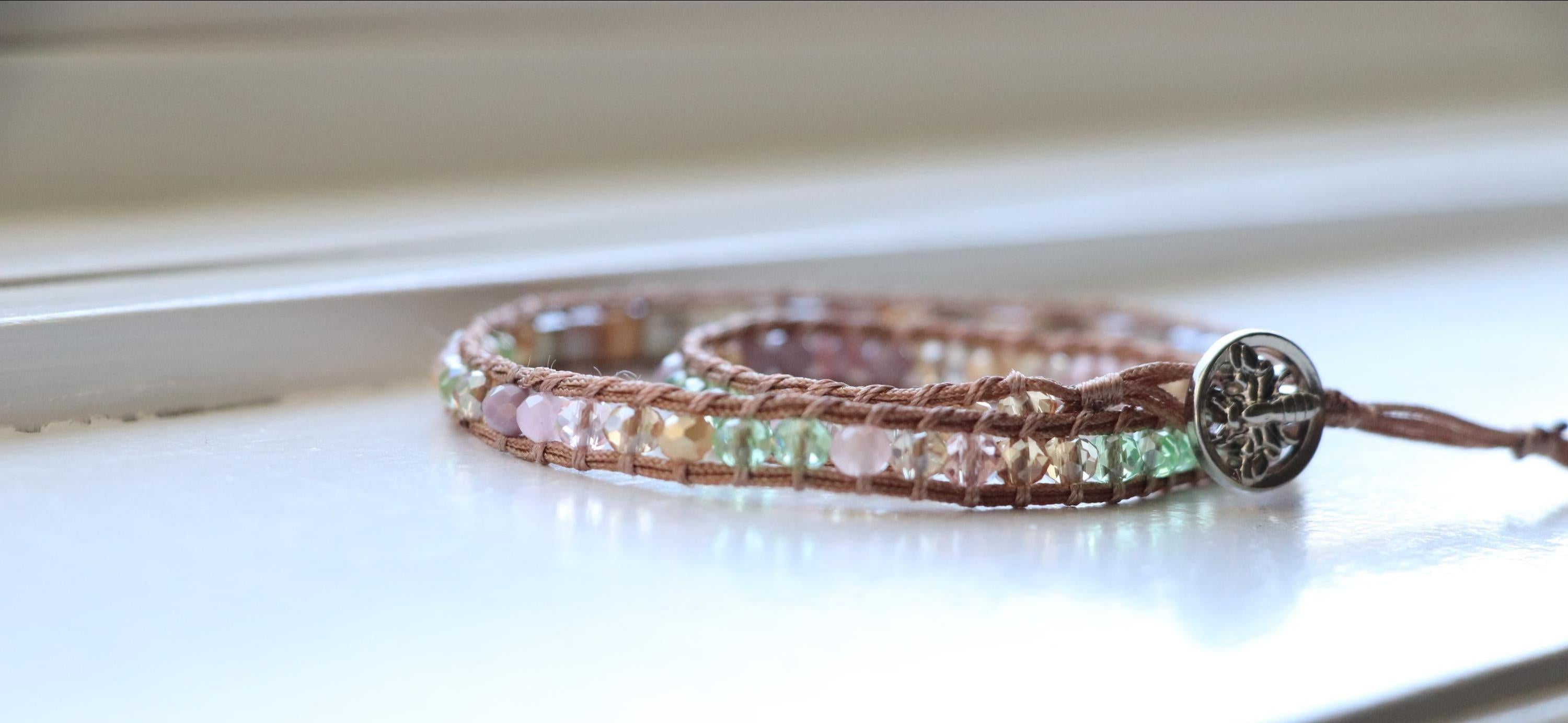 Crystal Wrap & Macrame Bracelet Set