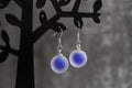 Dark Blue Dangle Ball Earrings