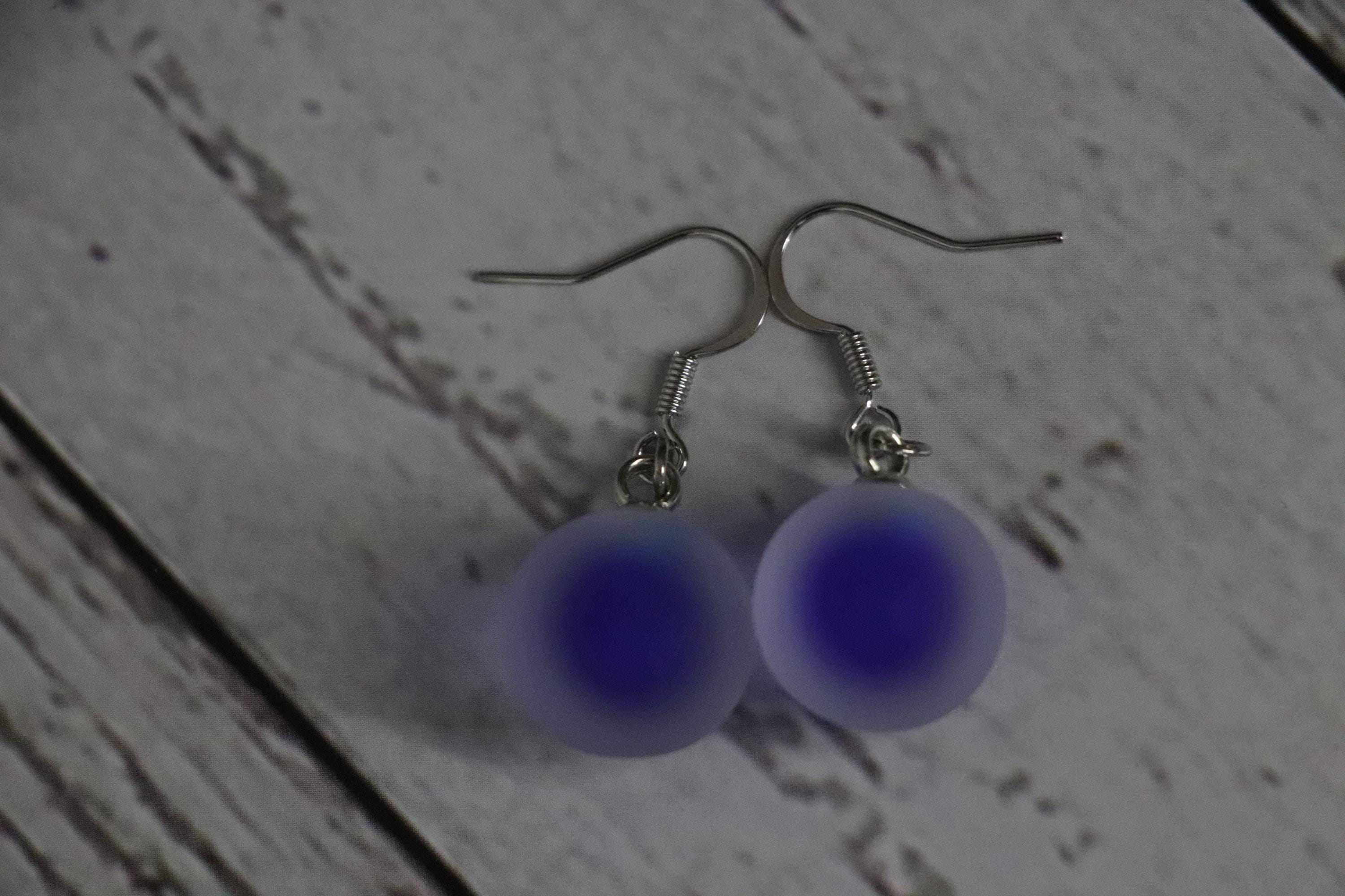 Dark Blue Dangle Ball Earrings