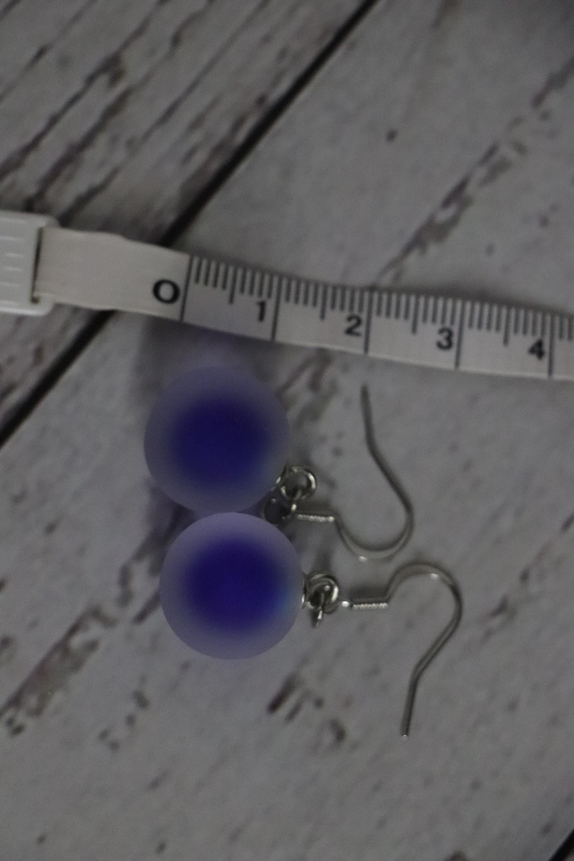 Dark Blue Dangle Ball Earrings