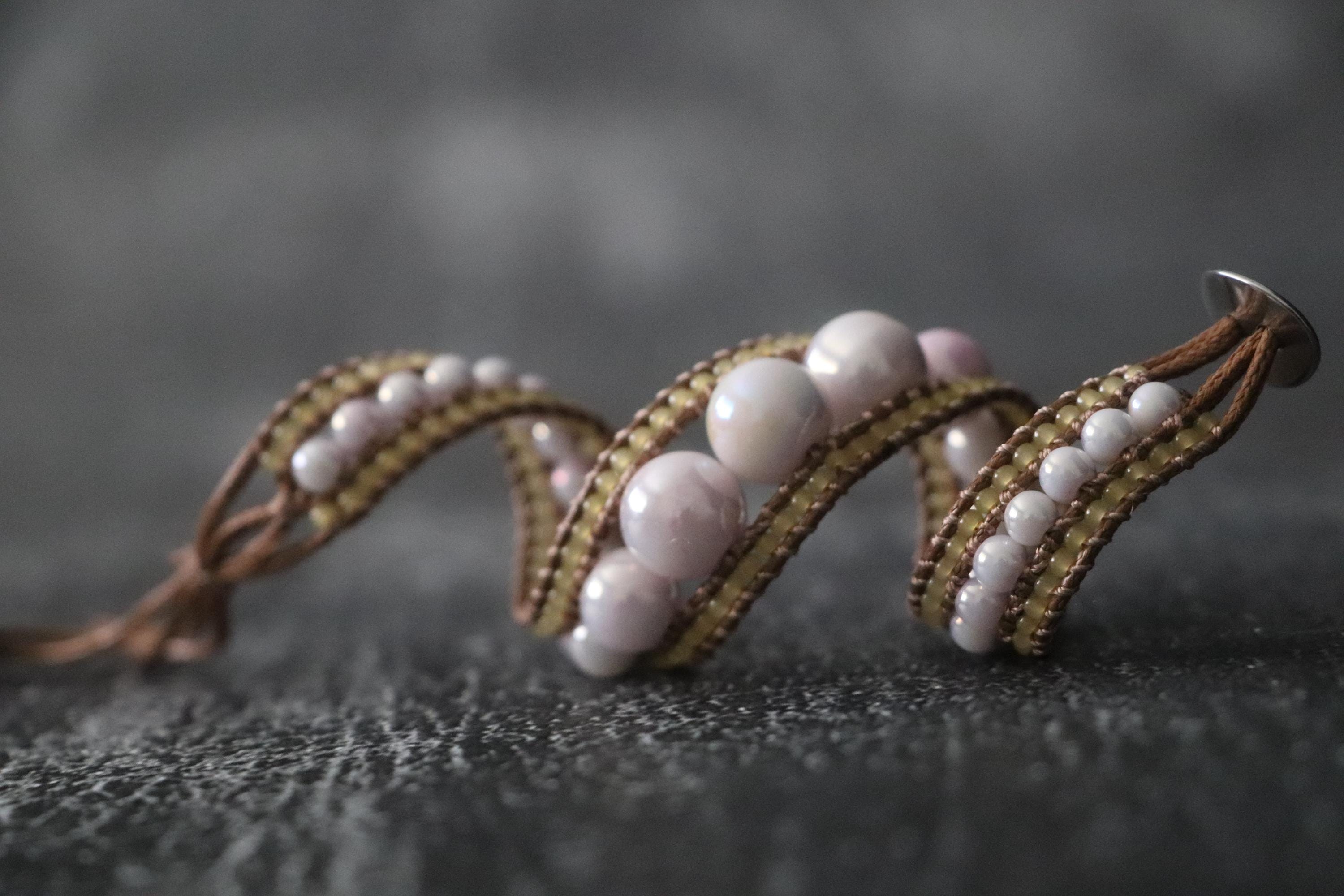 Dusty Pink Large Bead Wrap Bracelet