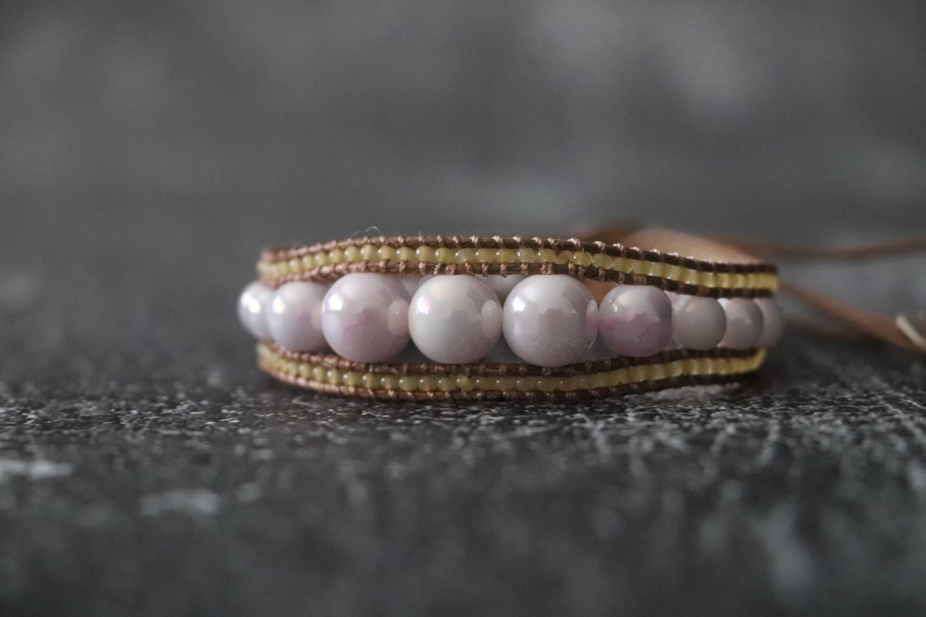 Dusty Pink Large Bead Wrap Bracelet