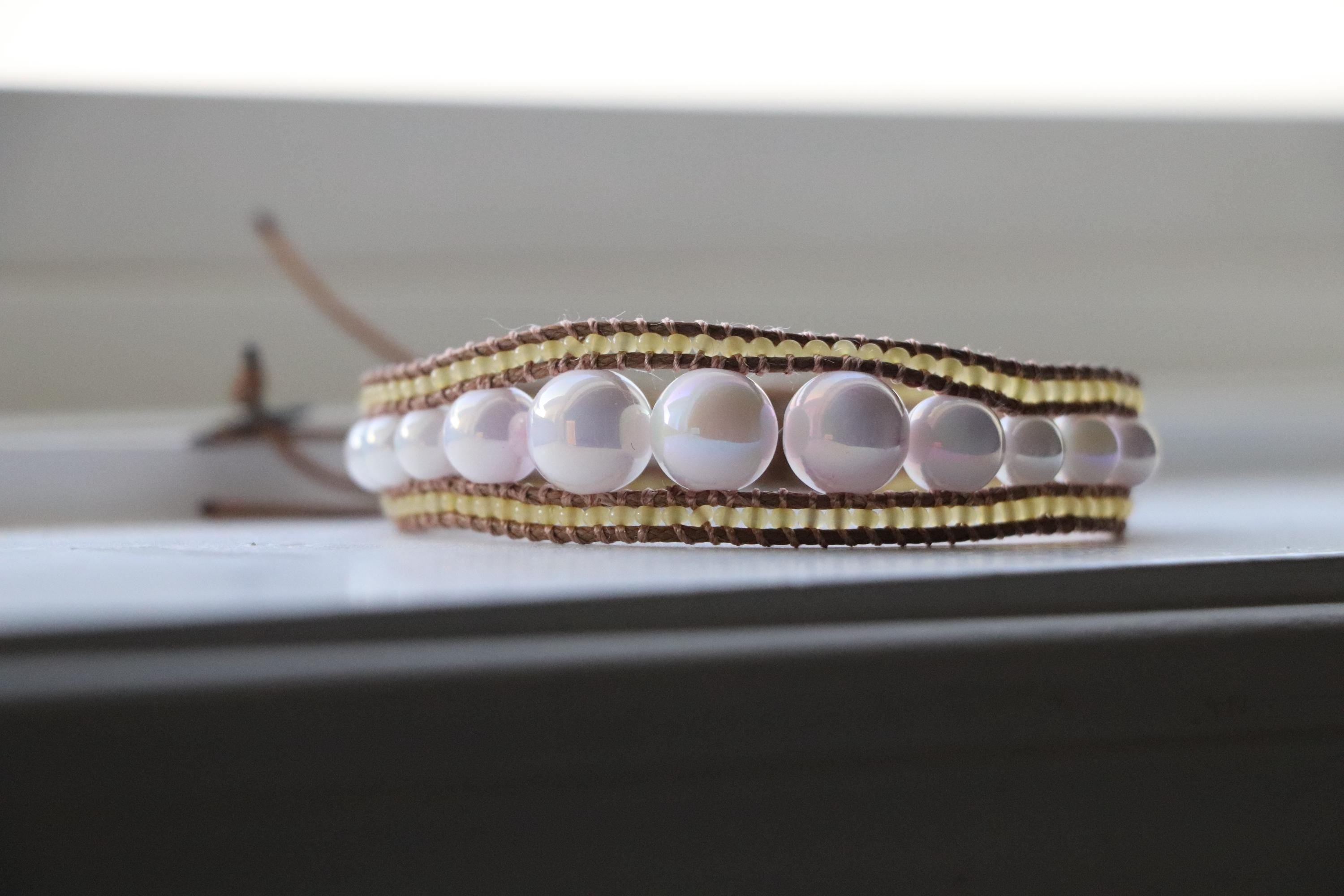 Dusty Pink Large Bead Wrap Bracelet