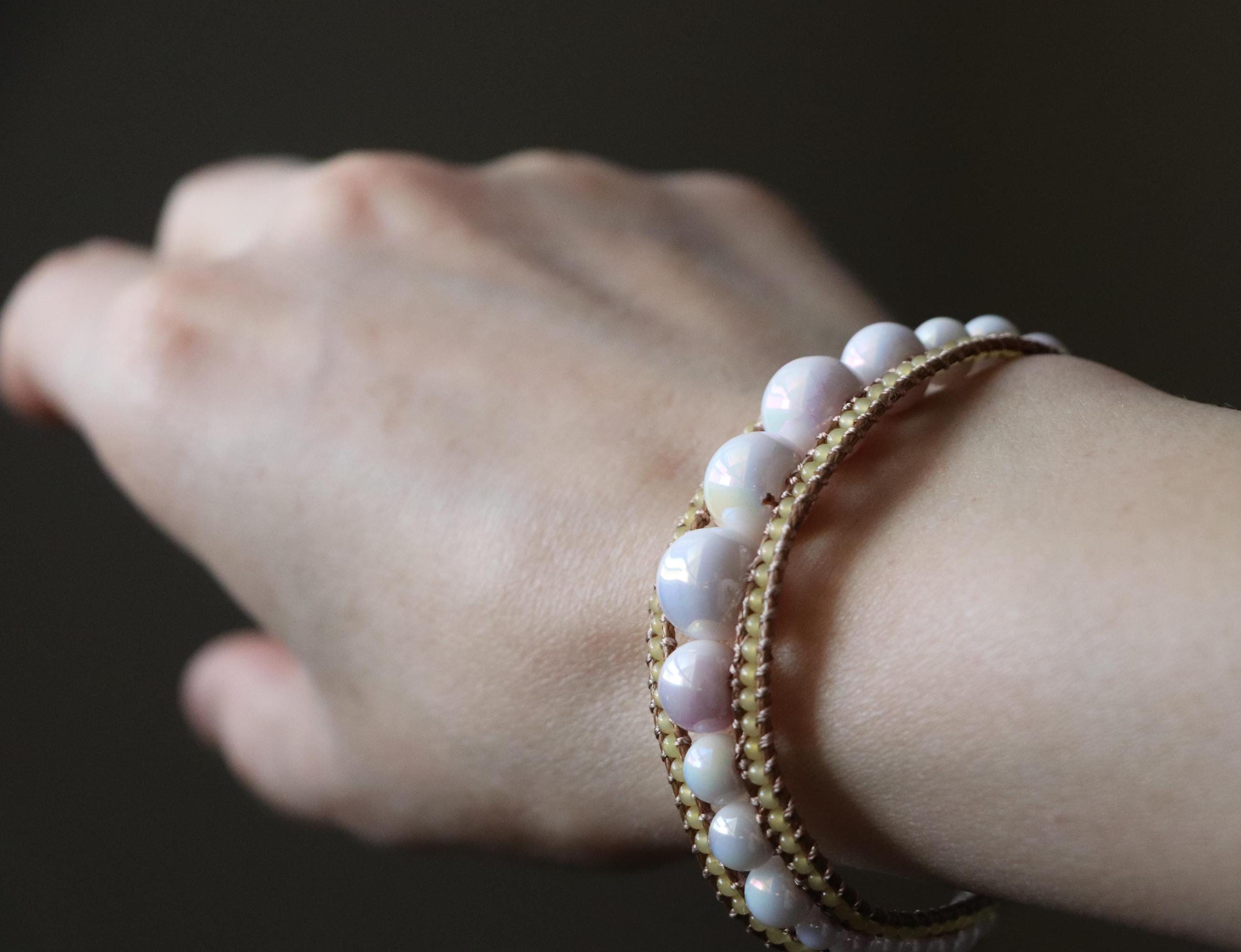 Dusty Pink Large Bead Wrap Bracelet