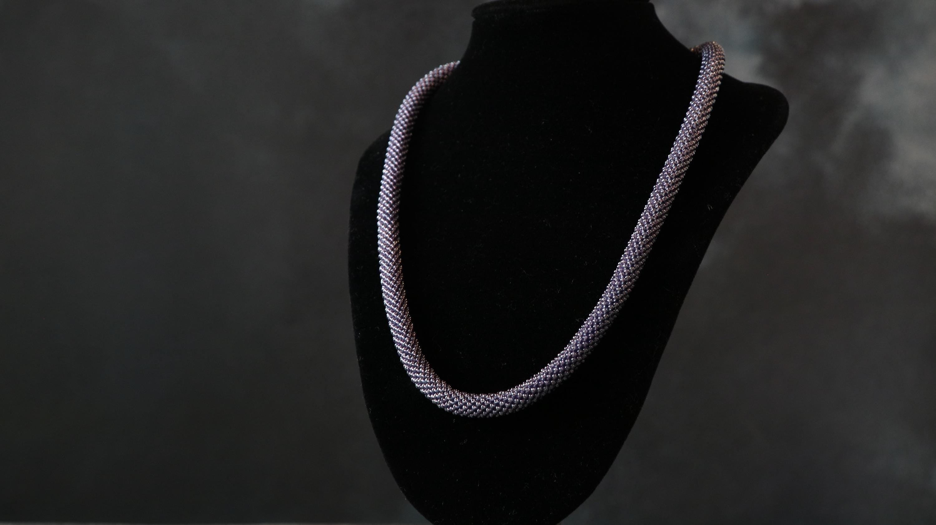 Dusty Purple Crochet Handmade Beaded Necklace