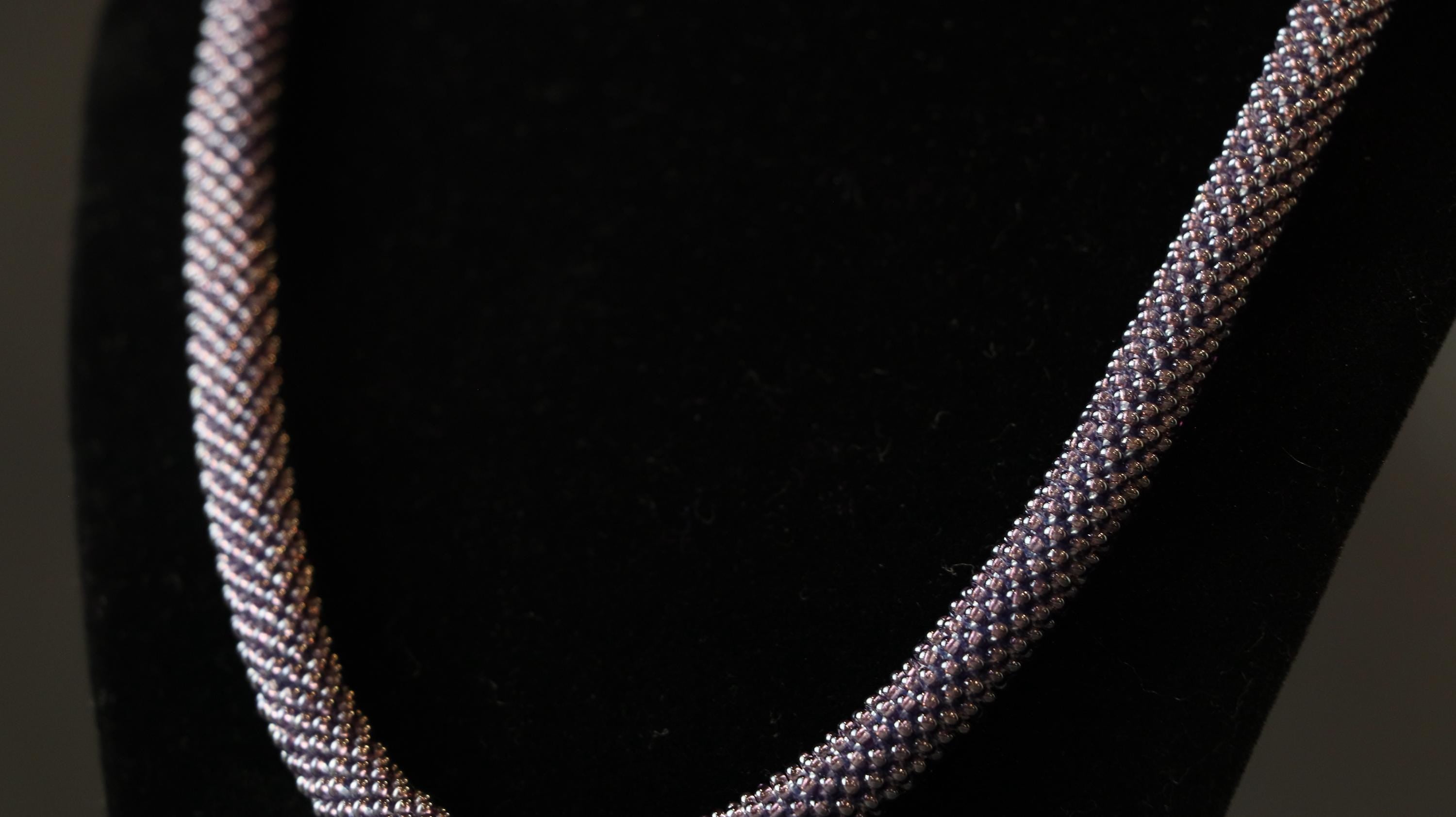Dusty Purple Crochet Handmade Beaded Necklace