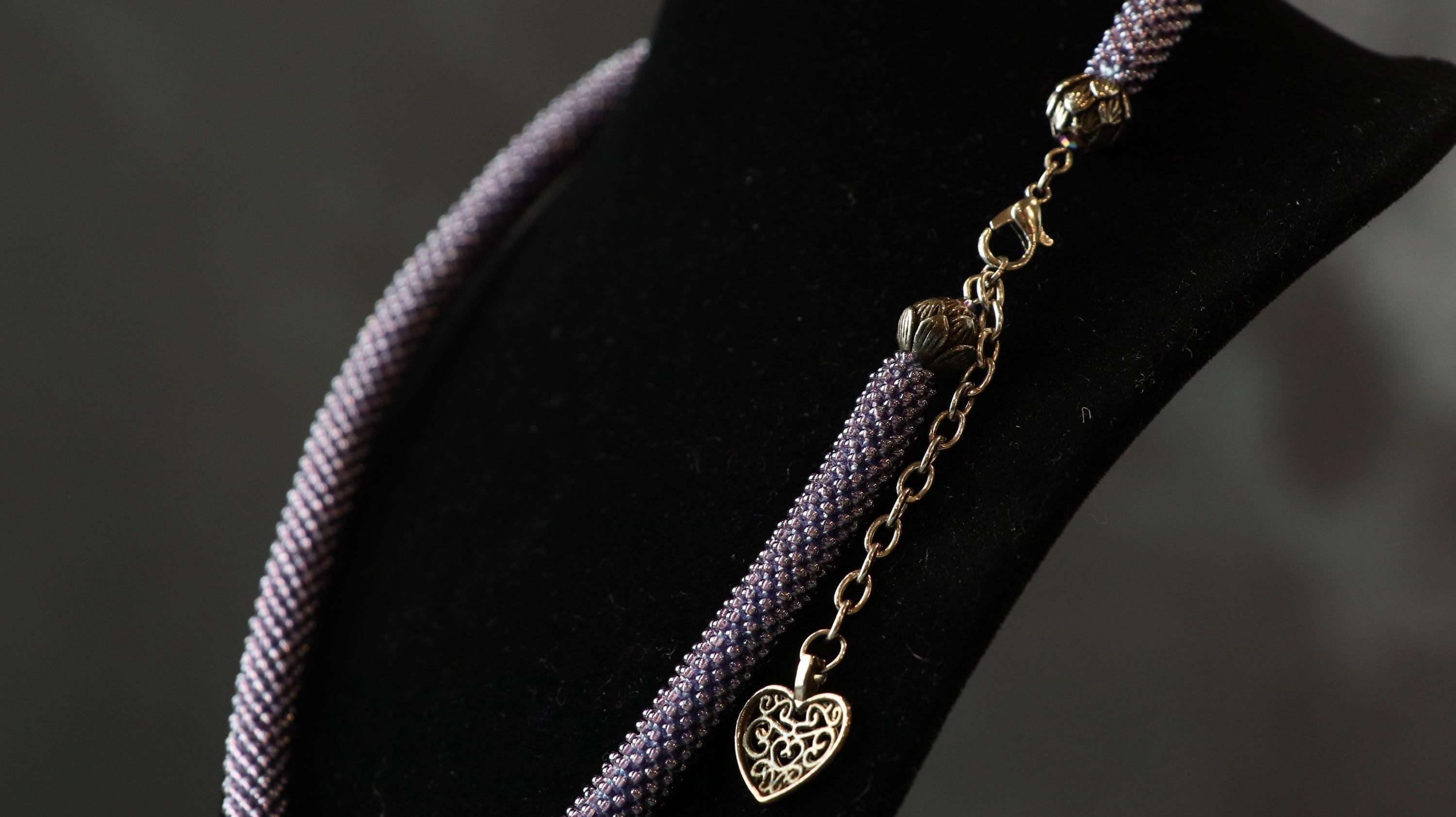 Dusty Purple Crochet Handmade Beaded Necklace