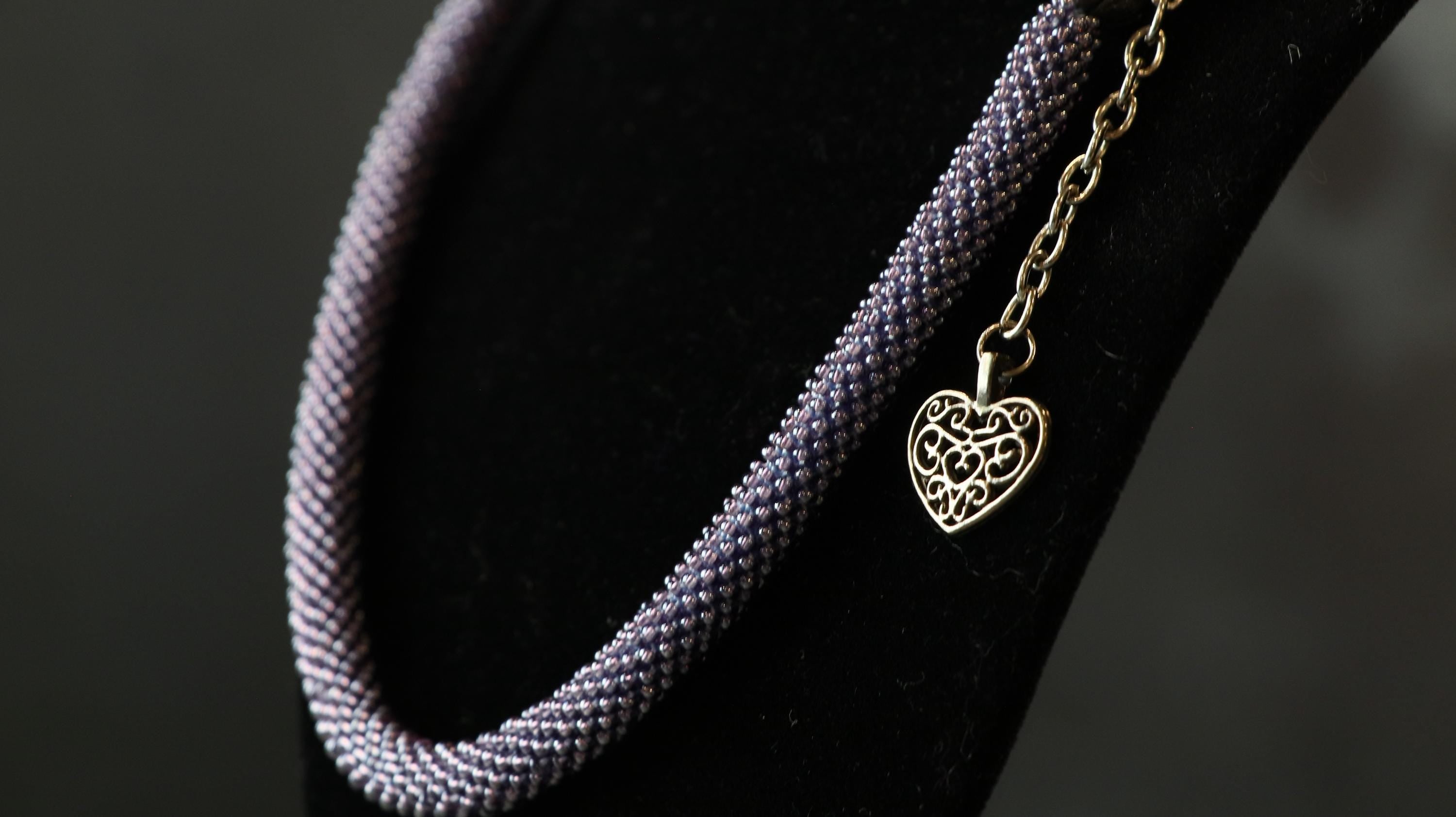 Dusty Purple Crochet Handmade Beaded Necklace