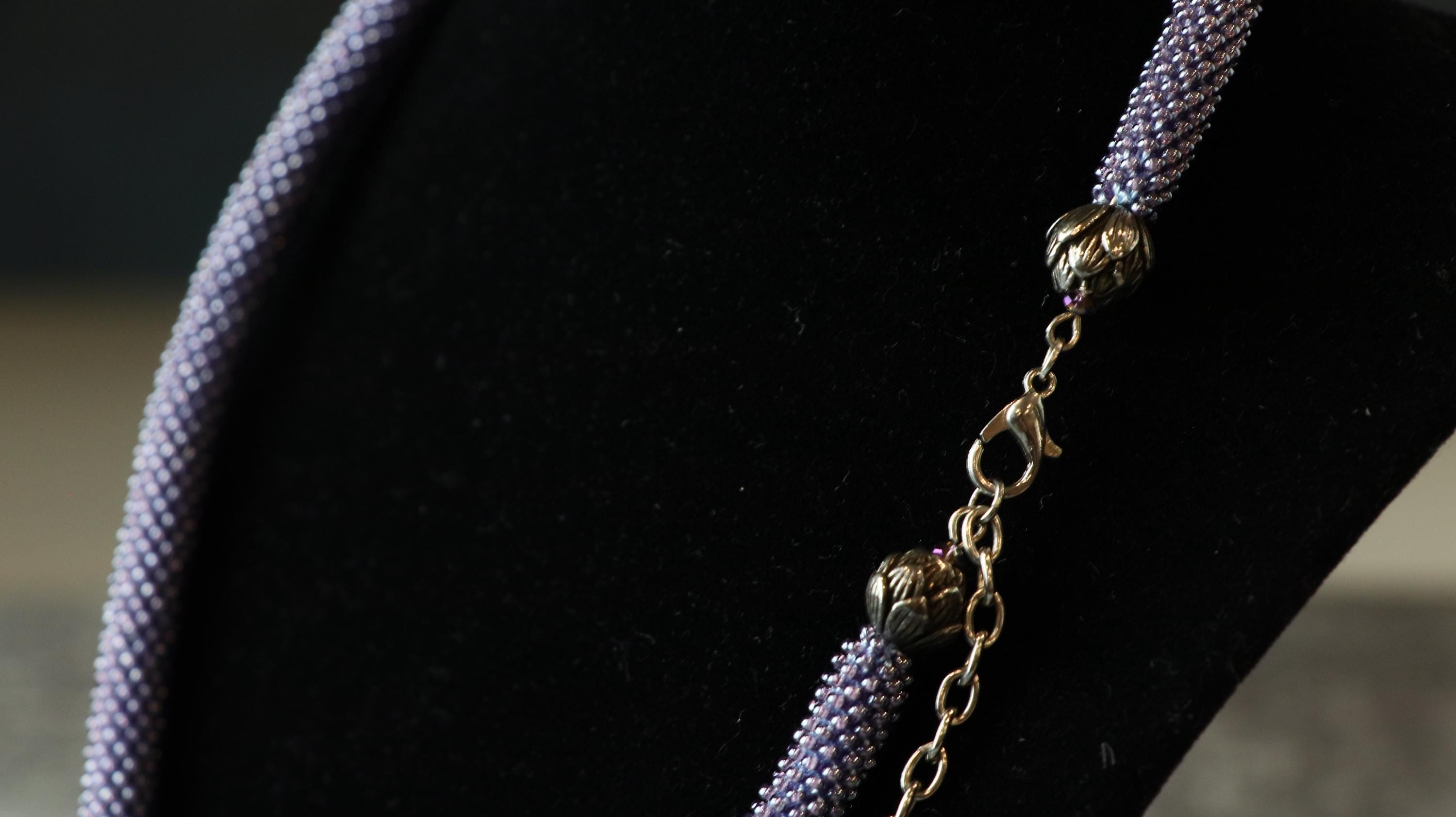 Dusty Purple Crochet Handmade Beaded Necklace