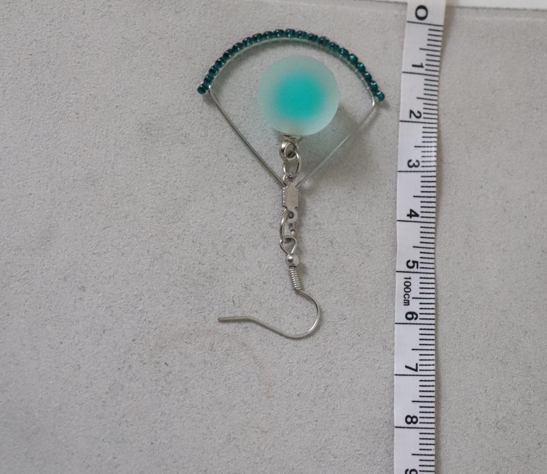 Frosted Green Bead Dangle Earrings