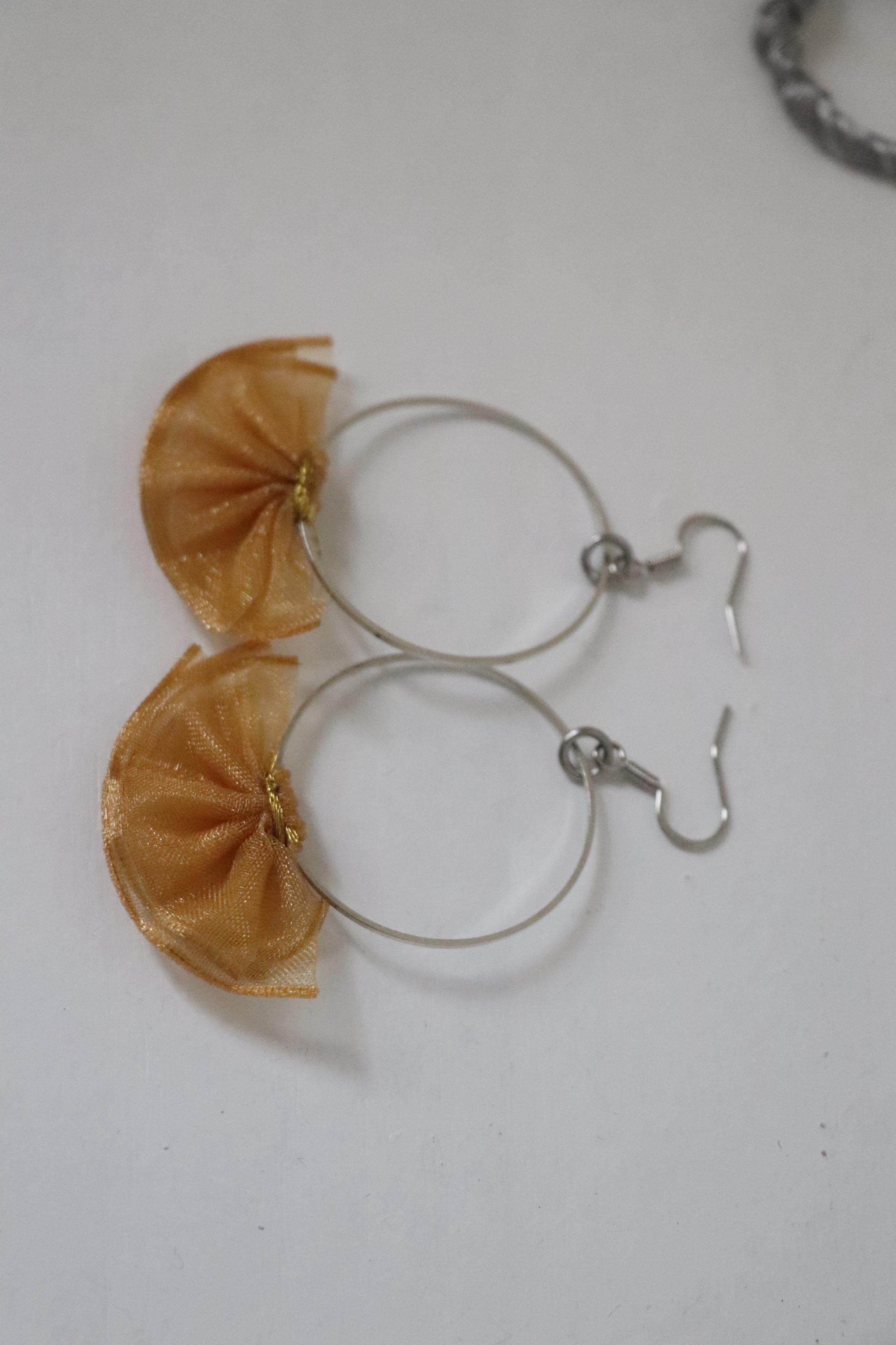 Gold Tone Bow Hoop Earrings