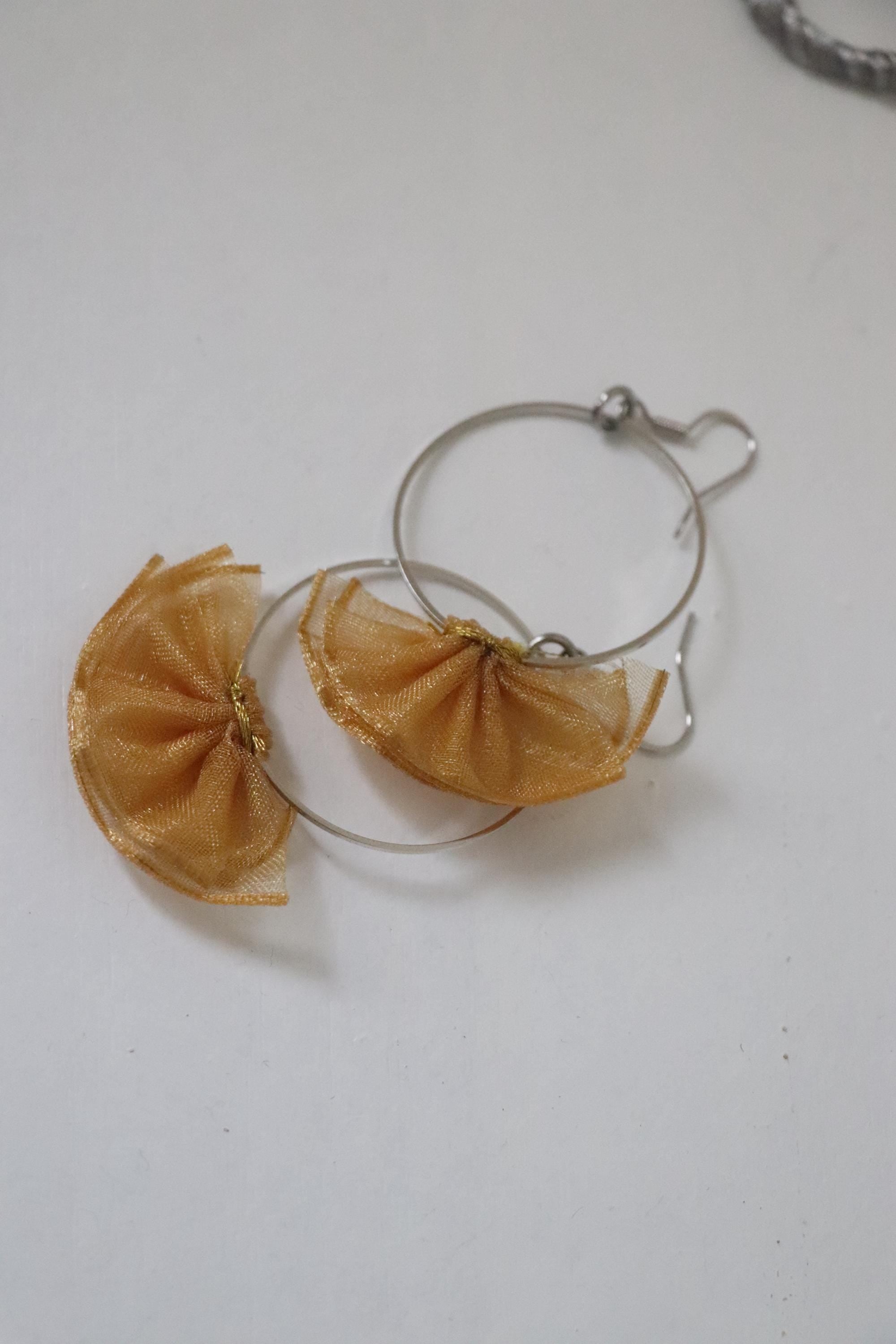 Gold Tone Bow Hoop Earrings