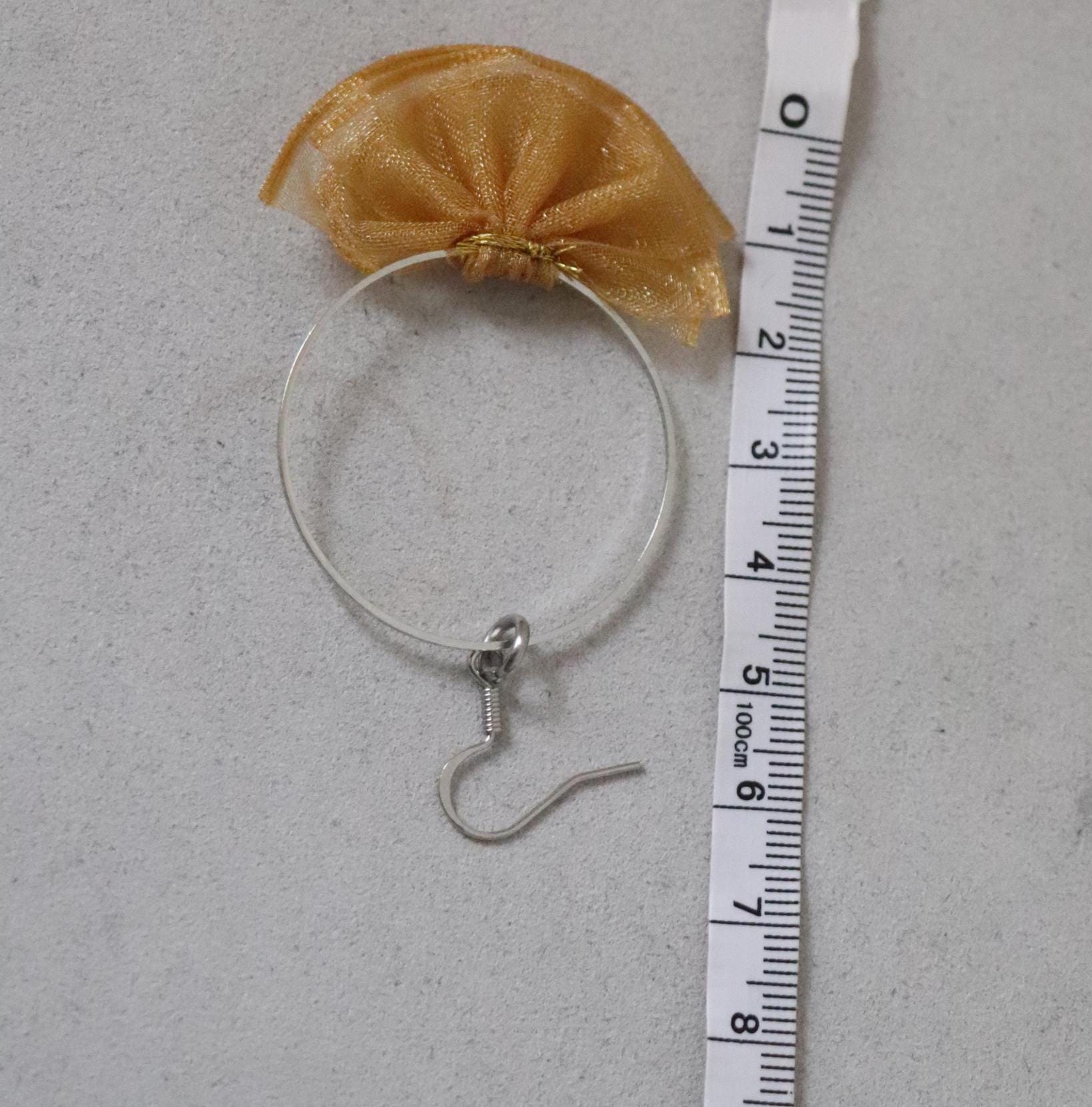 Gold Tone Bow Hoop Earrings