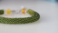 Grass Green Handmade Bracelet with Yellow Beads