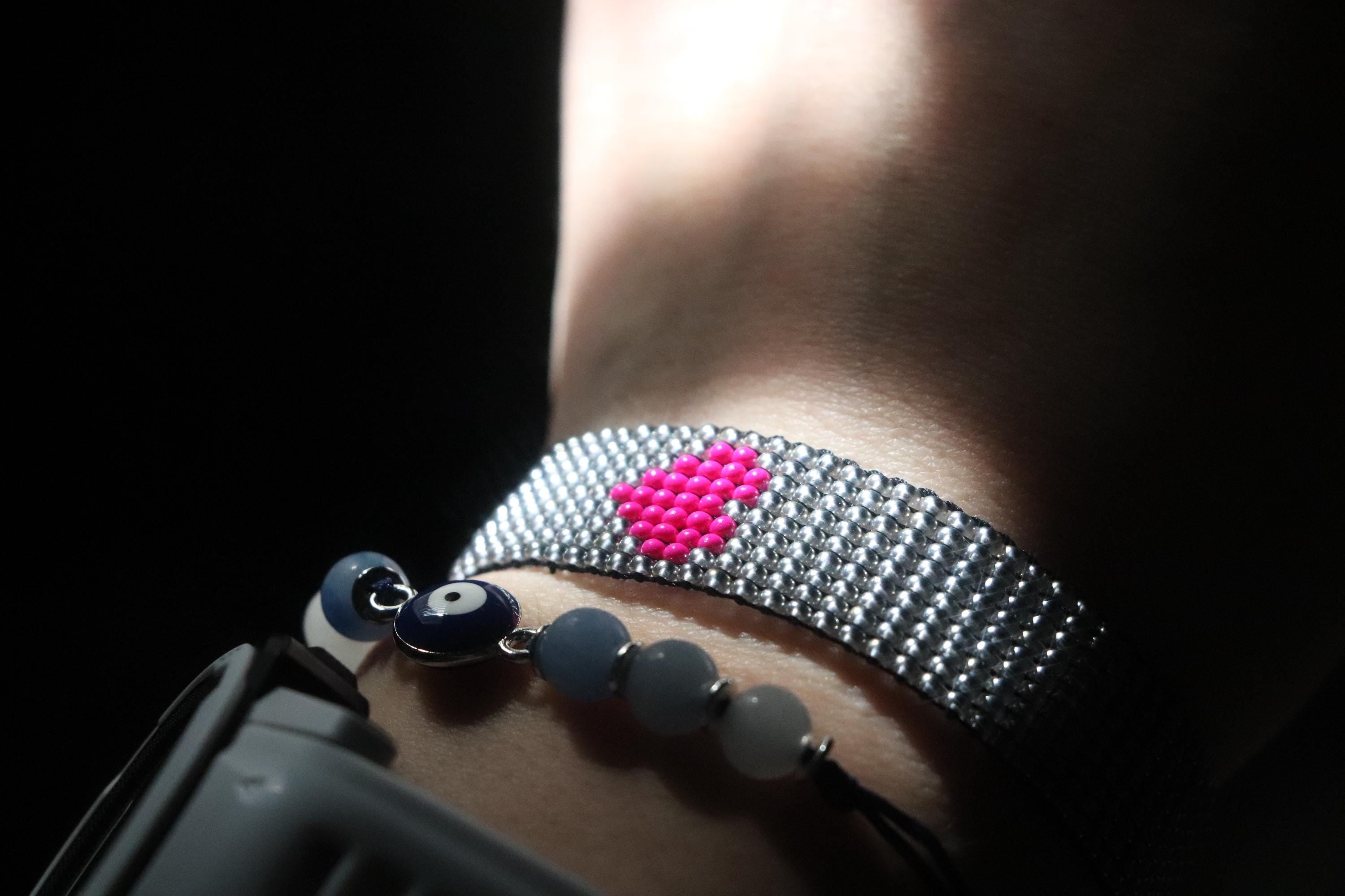 Gray Bracelet with Heart Motif