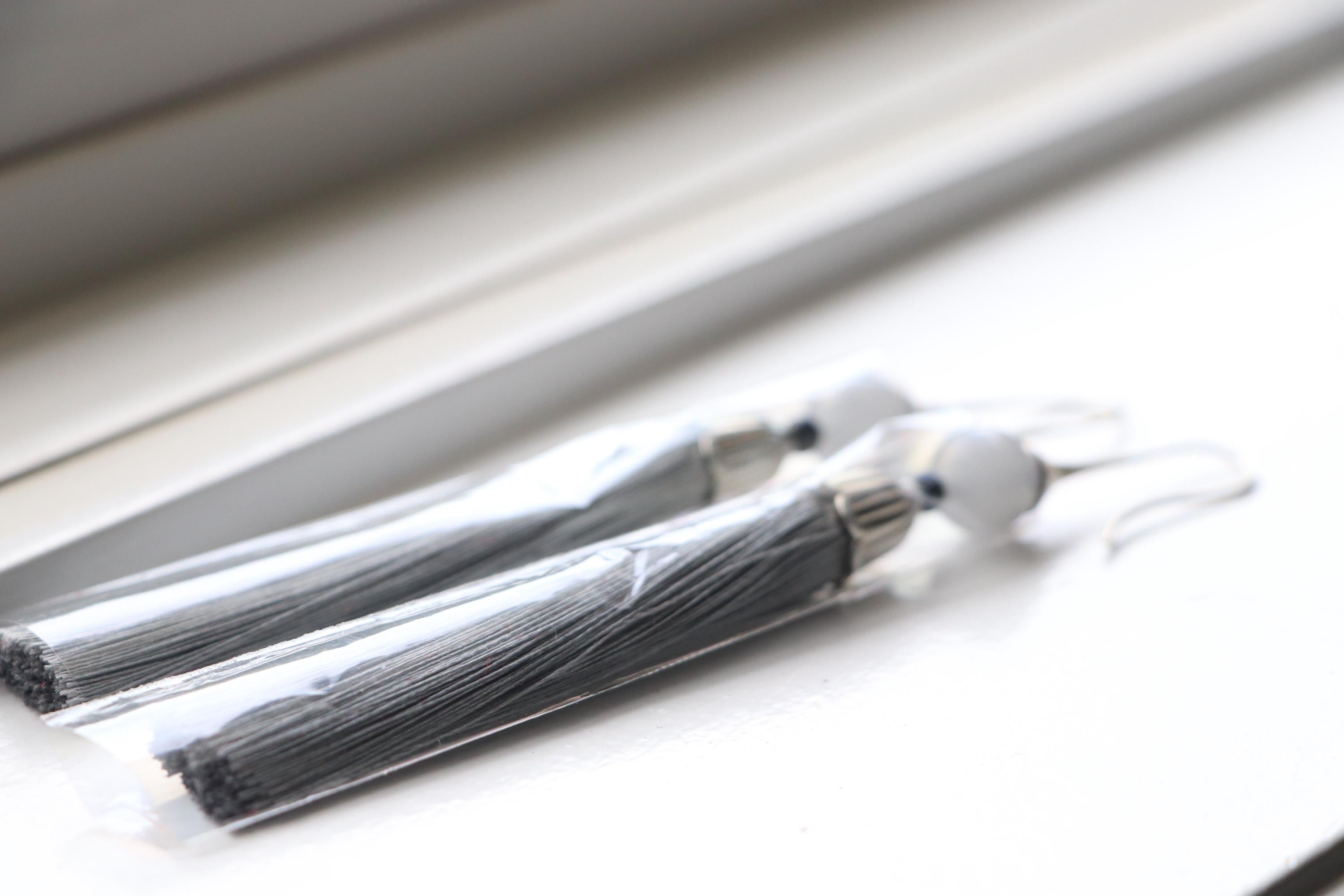 Gray Tassel Earrings – Handmade Lightweight Earrings – Boho Style Jewelry
