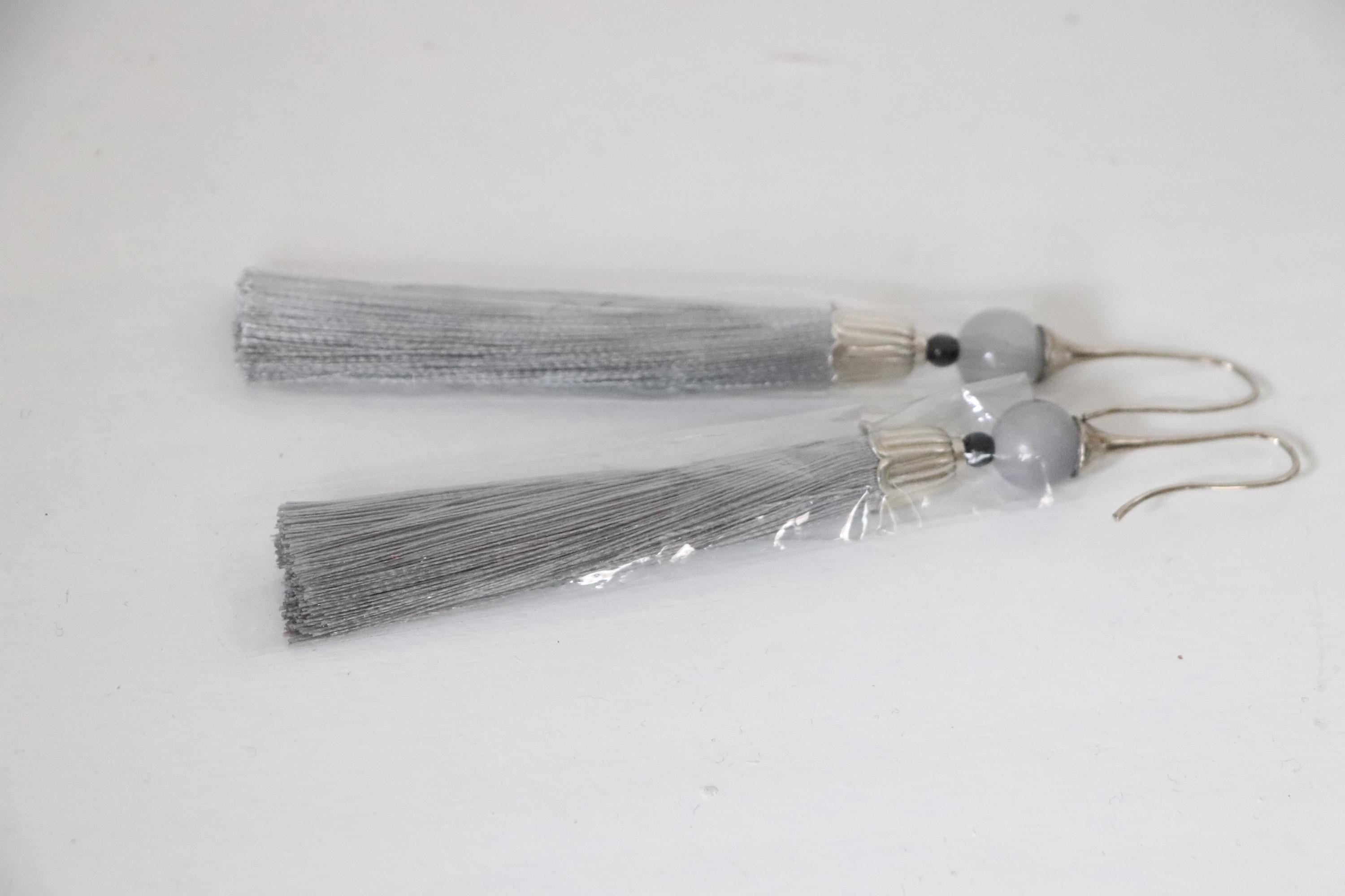 Gray Tassel Earrings – Handmade Lightweight Earrings – Boho Style Jewelry