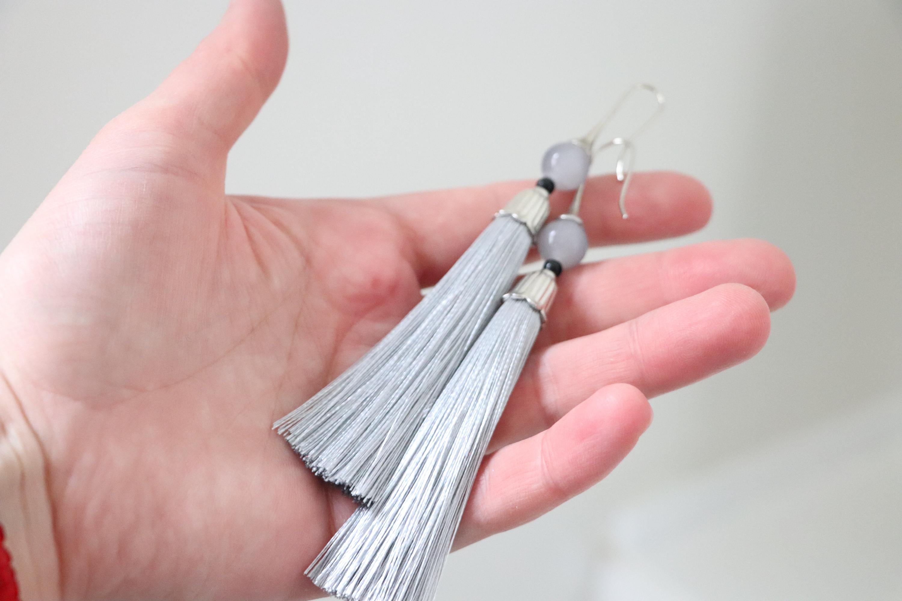 Gray Tassel Earrings – Handmade Lightweight Earrings – Boho Style Jewelry