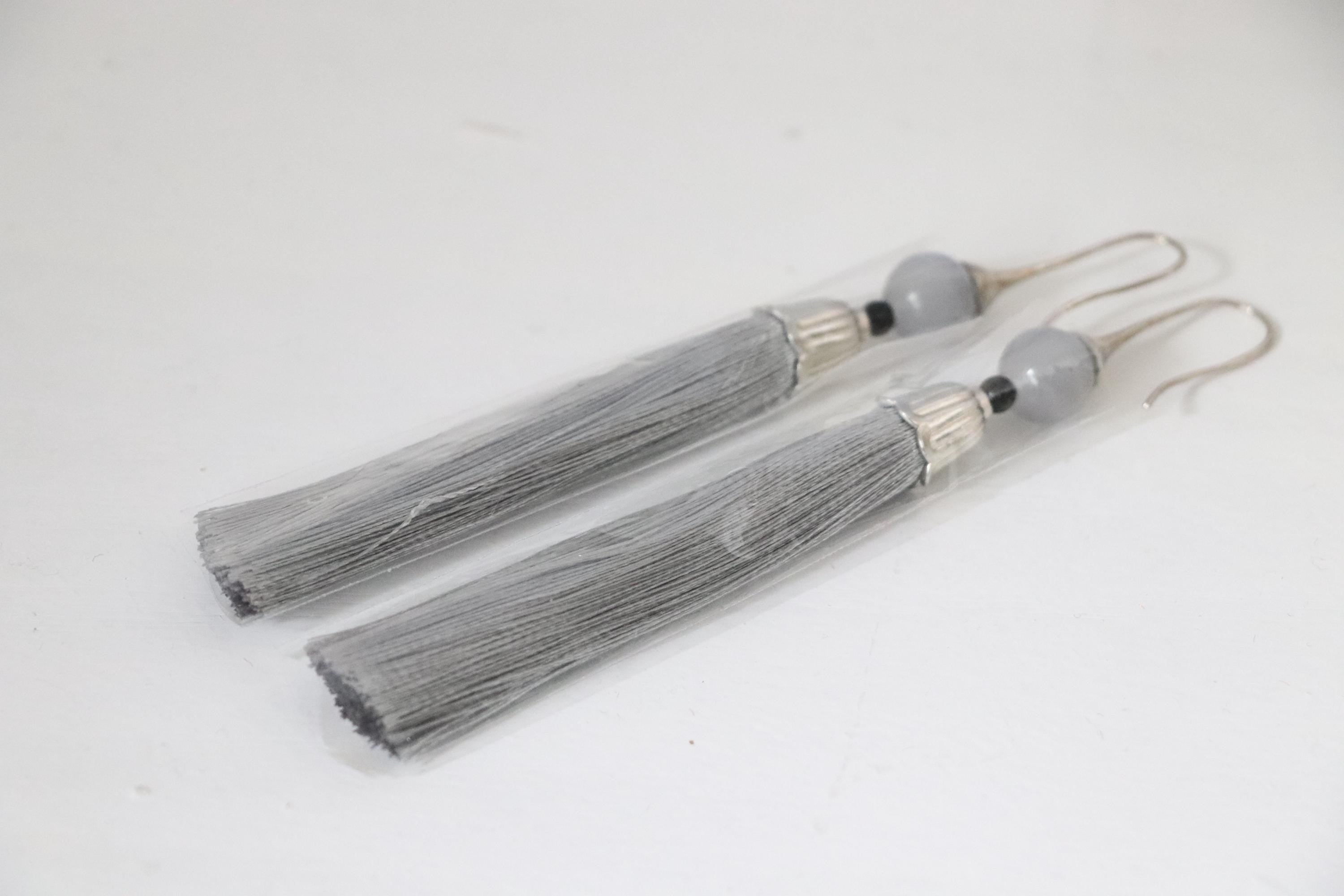 Gray Tassel Earrings – Handmade Lightweight Earrings – Boho Style Jewelry