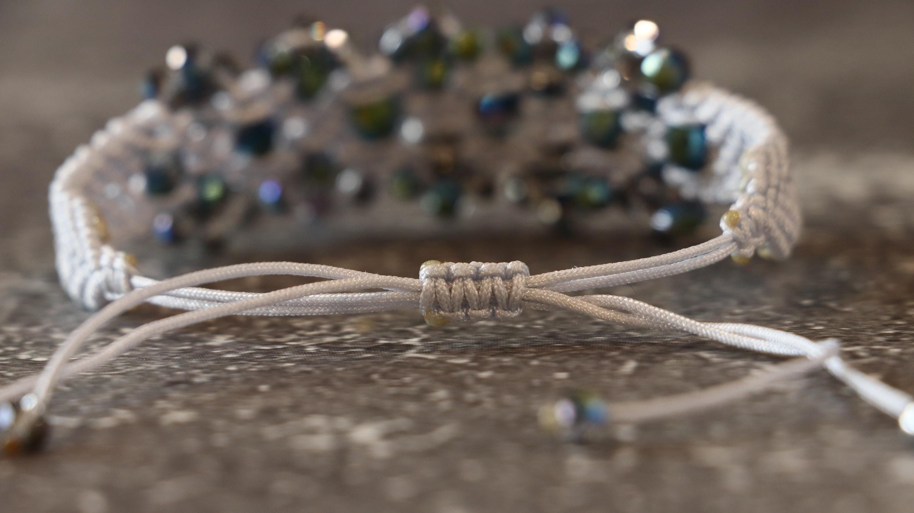 Gray Tone Macrame Bracelet for Women with Matching Beads