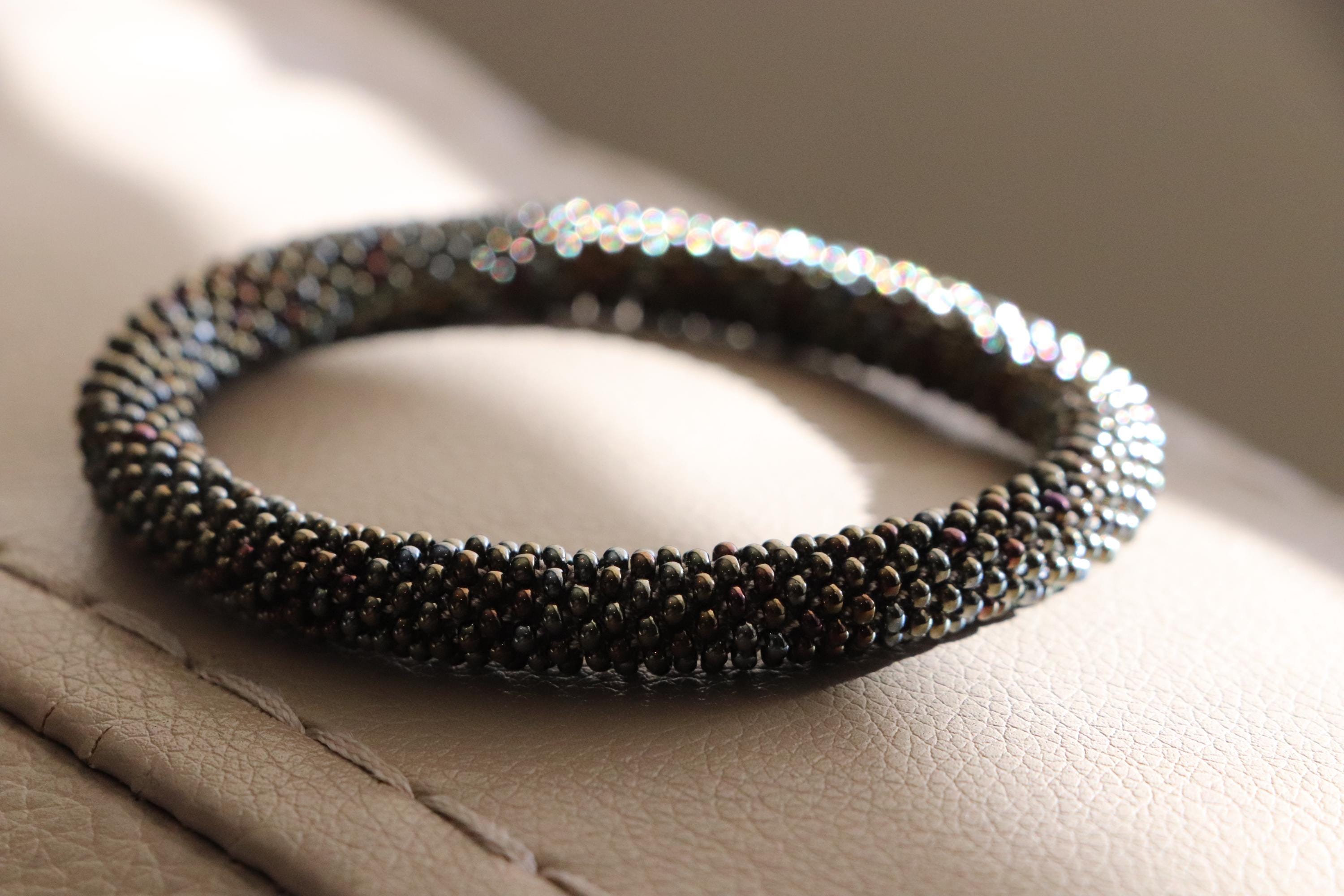 Green Brown Knitted Stretch Bracelet for Women