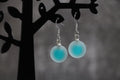 Green Dangle Ball Earrings