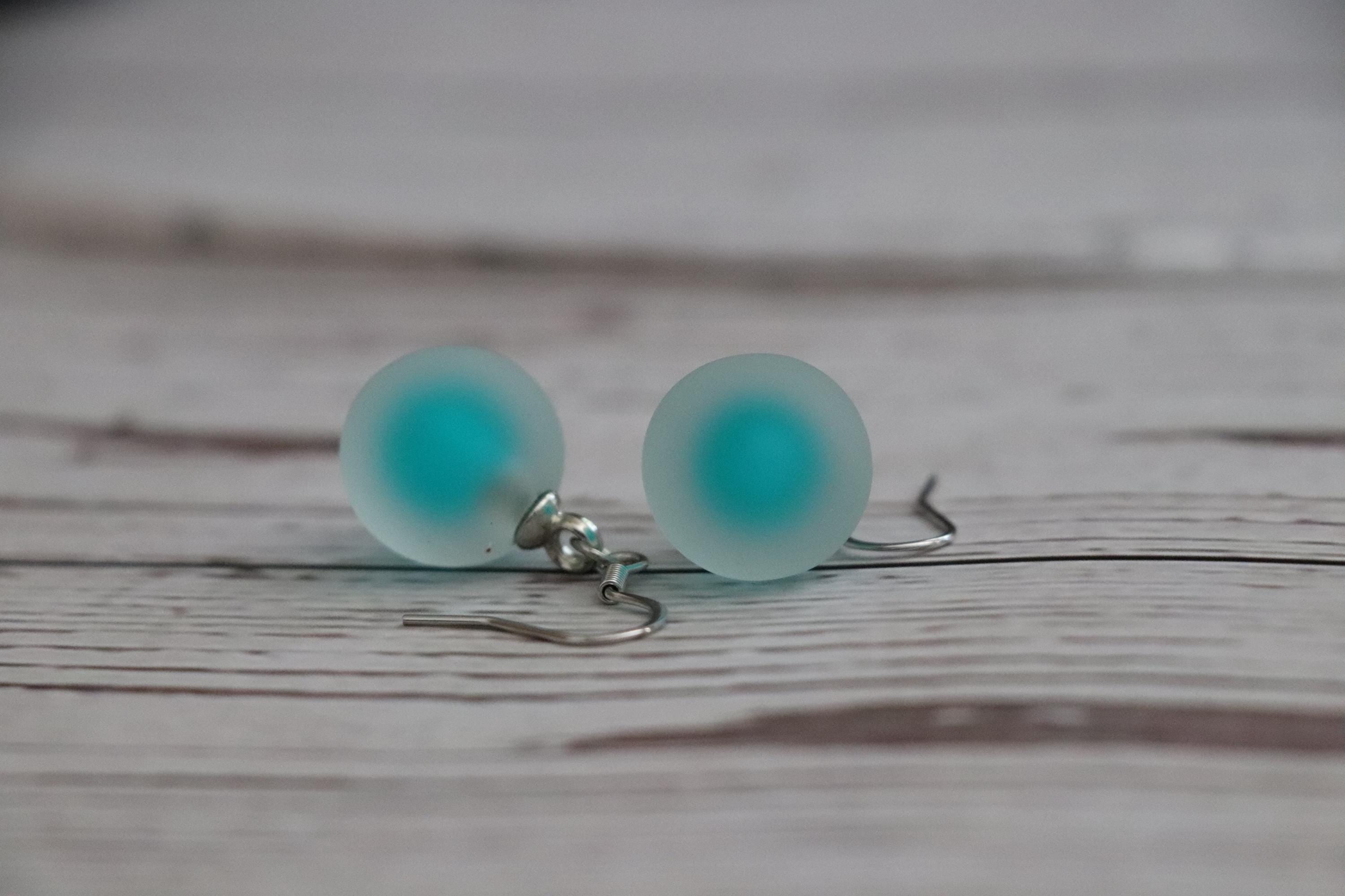 Green Dangle Ball Earrings