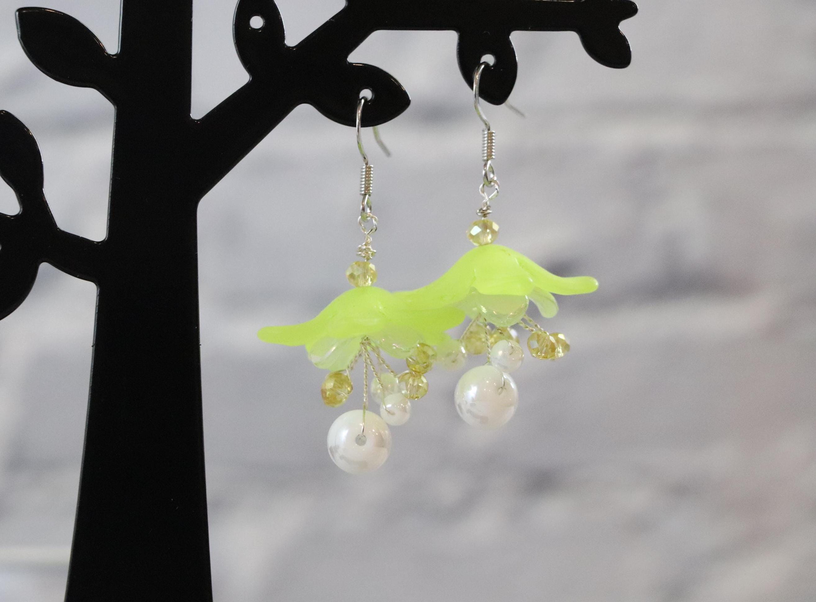 Green Flower Earrings