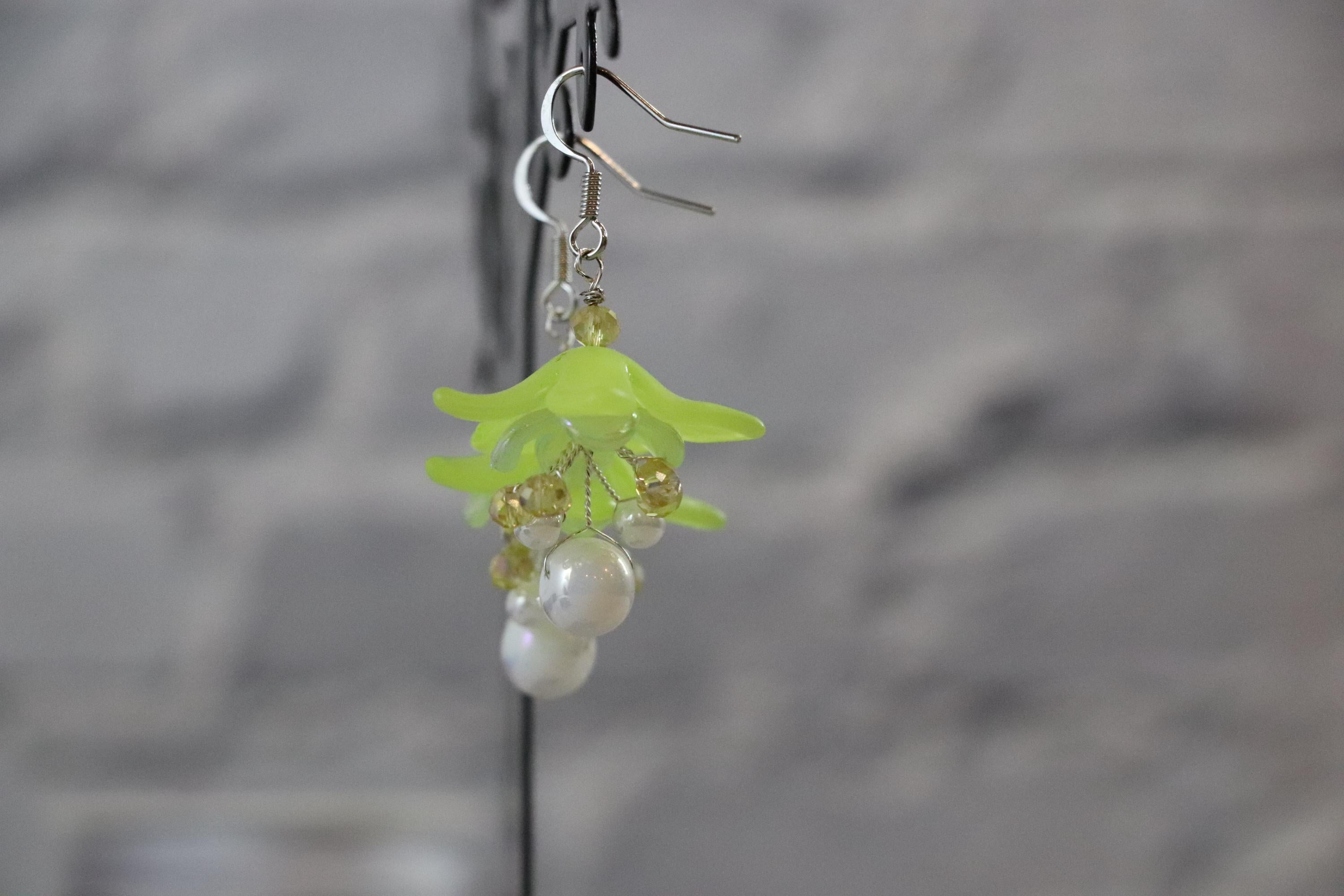 Green Flower Earrings