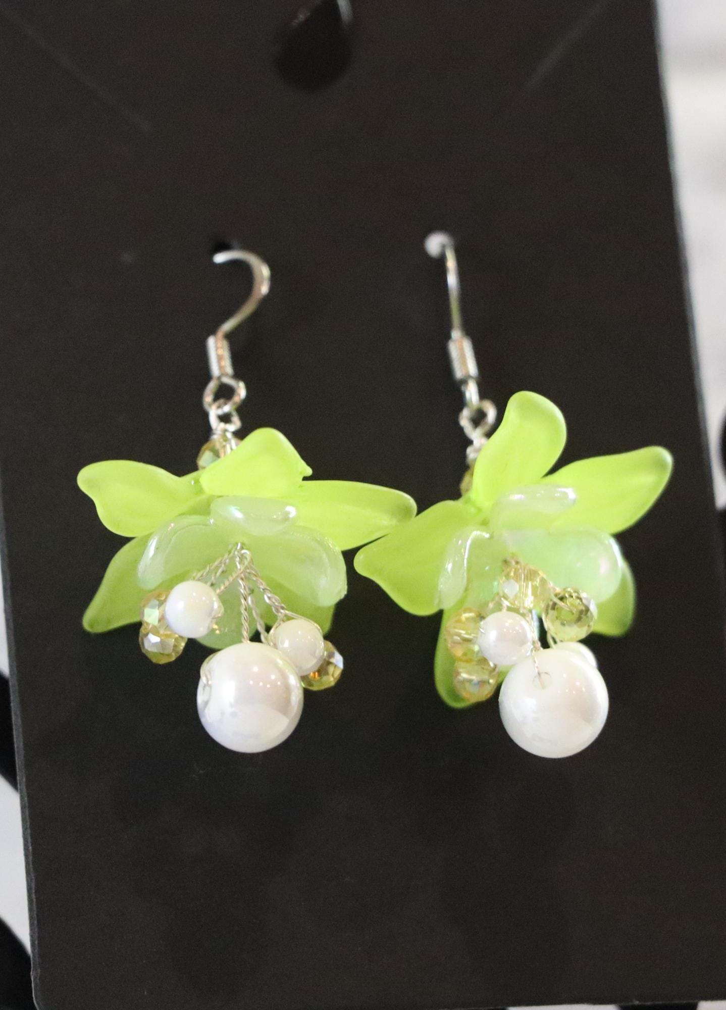 Green Flower Earrings