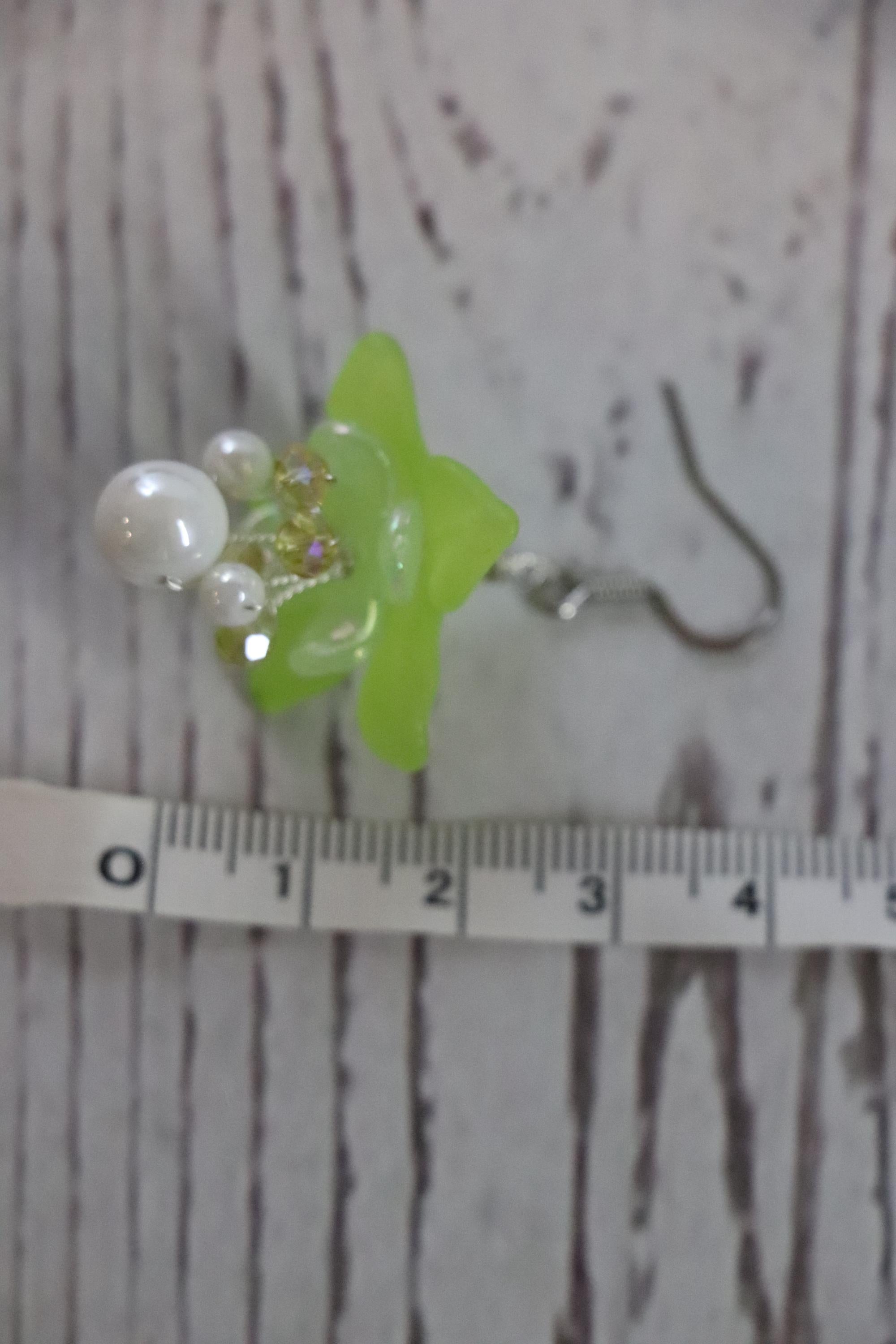Green Flower Earrings