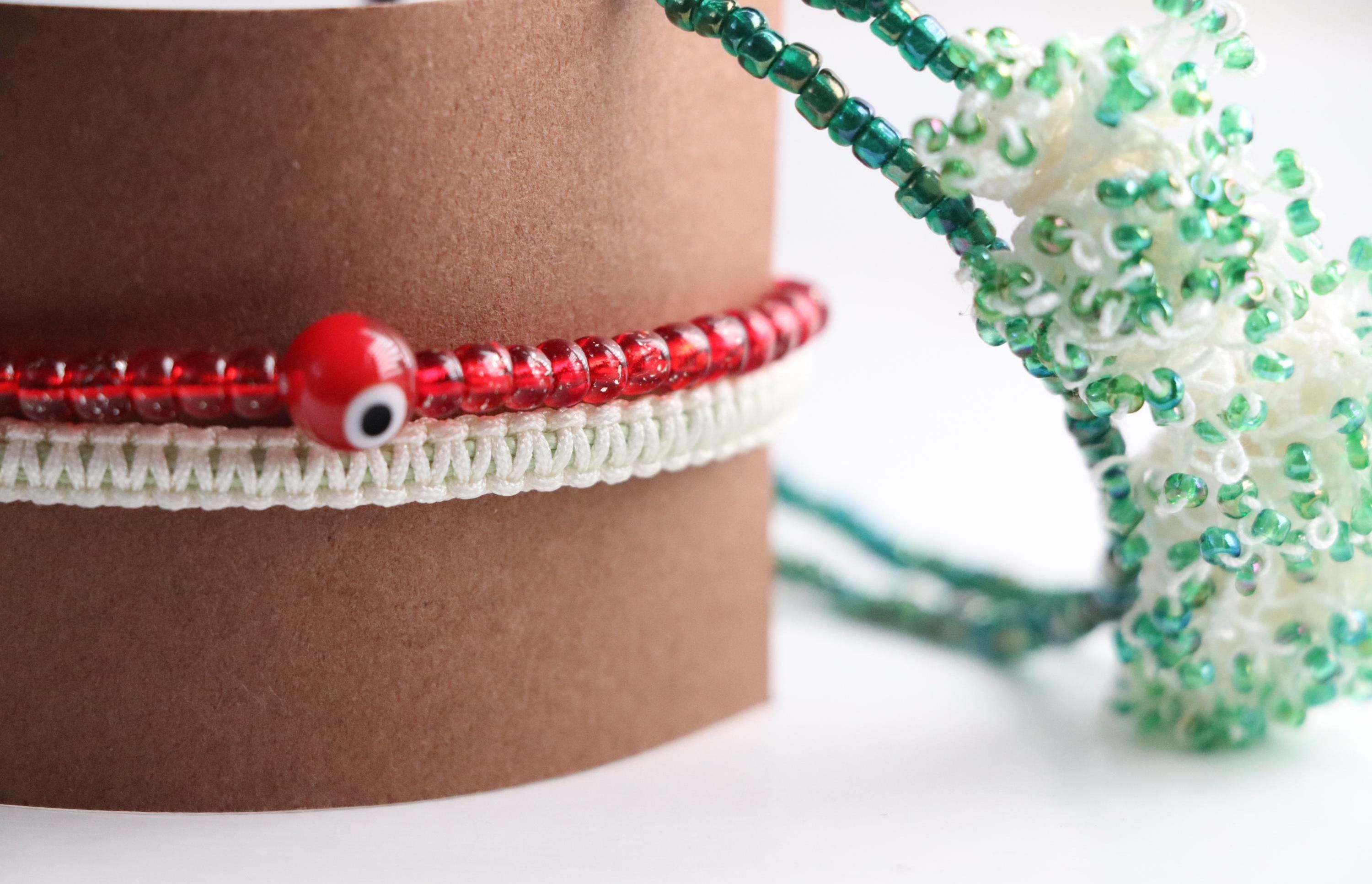 Green Red Creme Triple Unisex Bracelet Set 007
