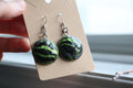 Green and Black Polymer Clay Earrings – Handmade with Metal Backing