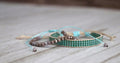 Green and Light Purple Handmade Bracelet Set 10 – Needlework and Beaded Bracelets