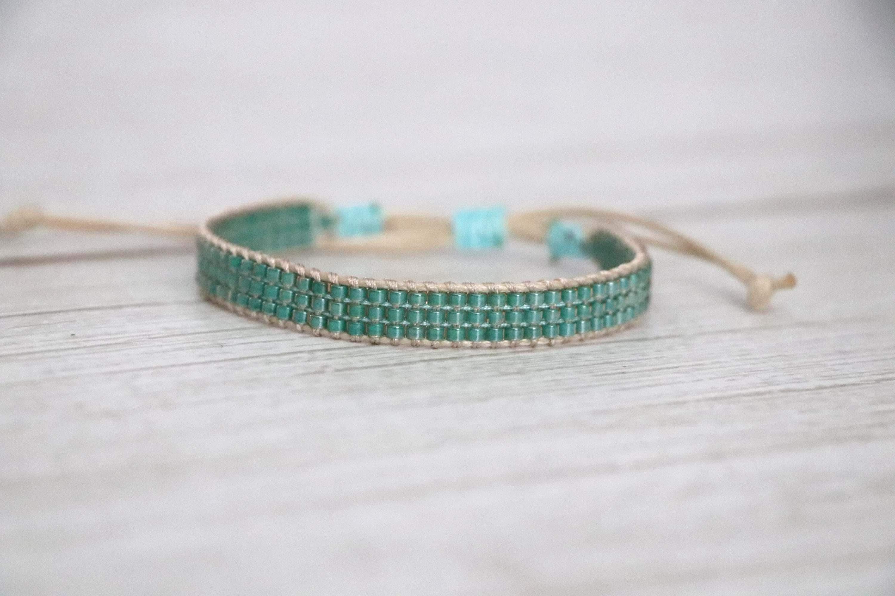 Green and Light Purple Handmade Bracelet Set 10 – Needlework and Beaded Bracelets