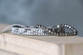 Grey Crystal Bead Bracelet & Grey White Woven Bracelet – Handmade Neutral Tones Set