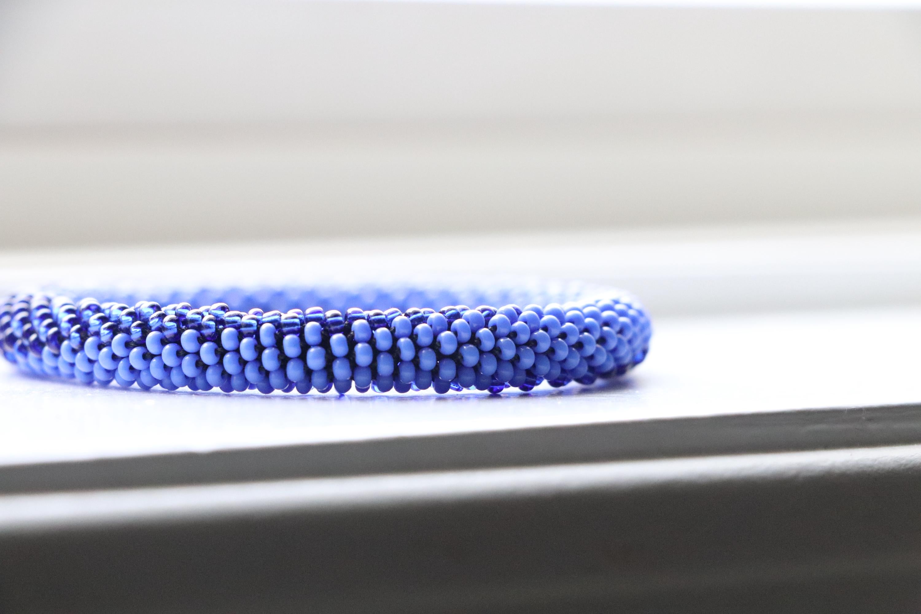 Hand-Crocheted Blue Bracelet