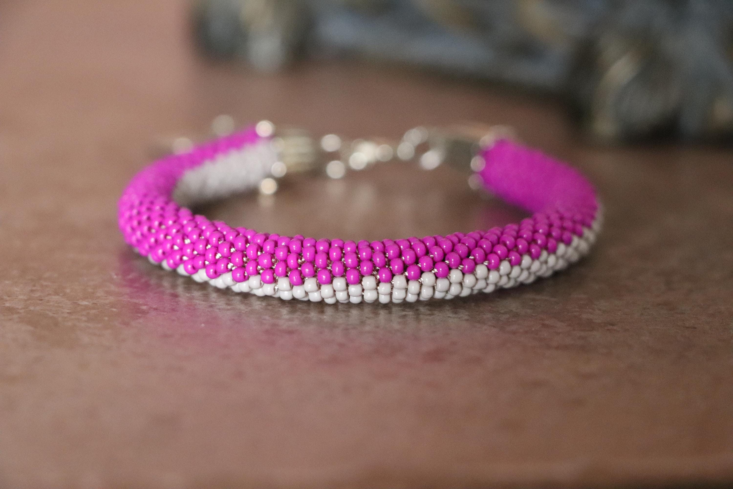 Hand-Crocheted Two-Tone Seed Bead Bracelet