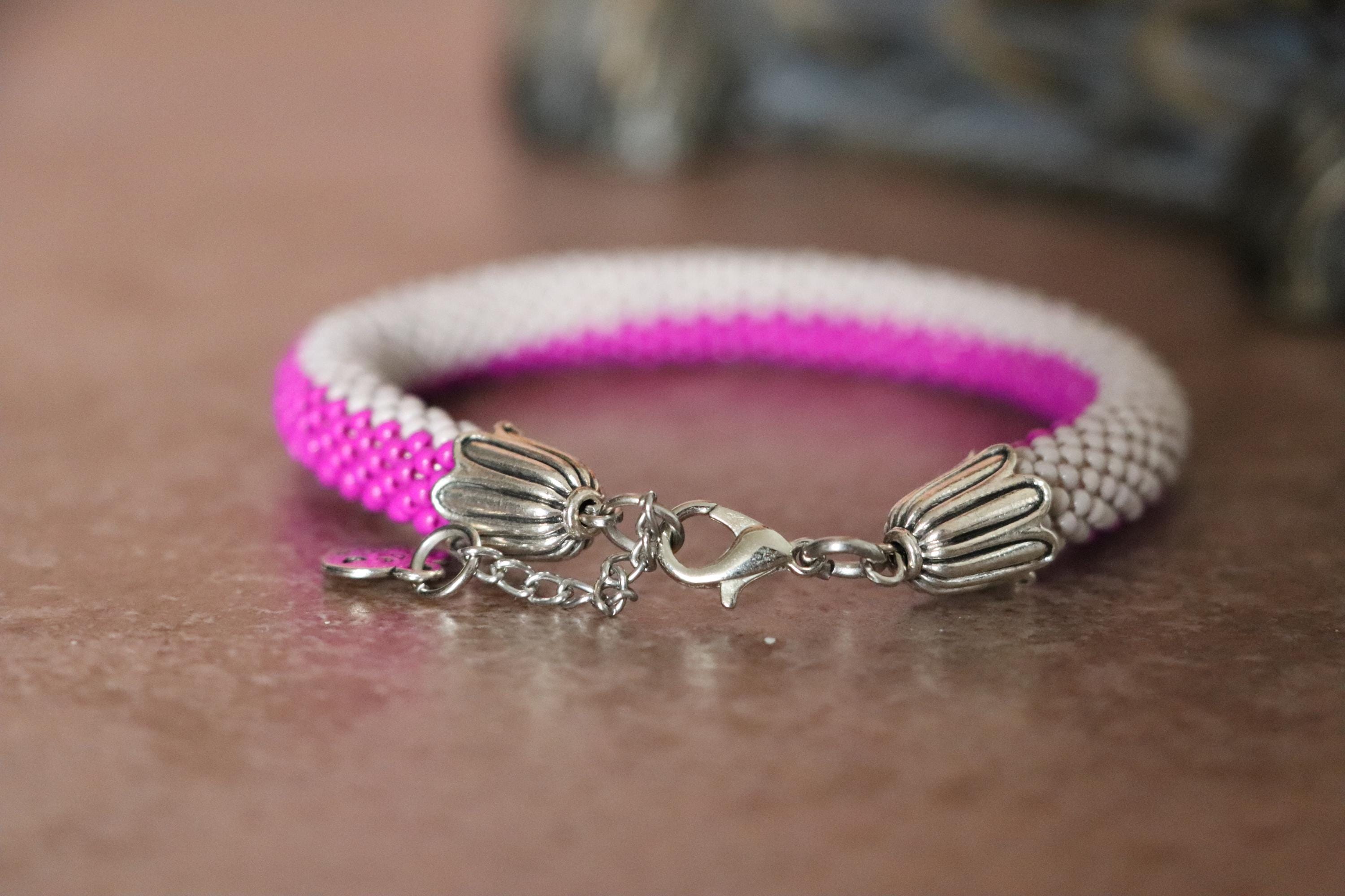 Hand-Crocheted Two-Tone Seed Bead Bracelet